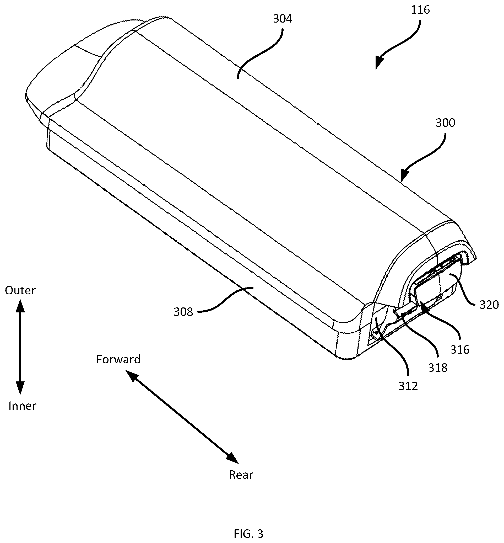 Patent US11824215 Figure 3 – Removable battery pack