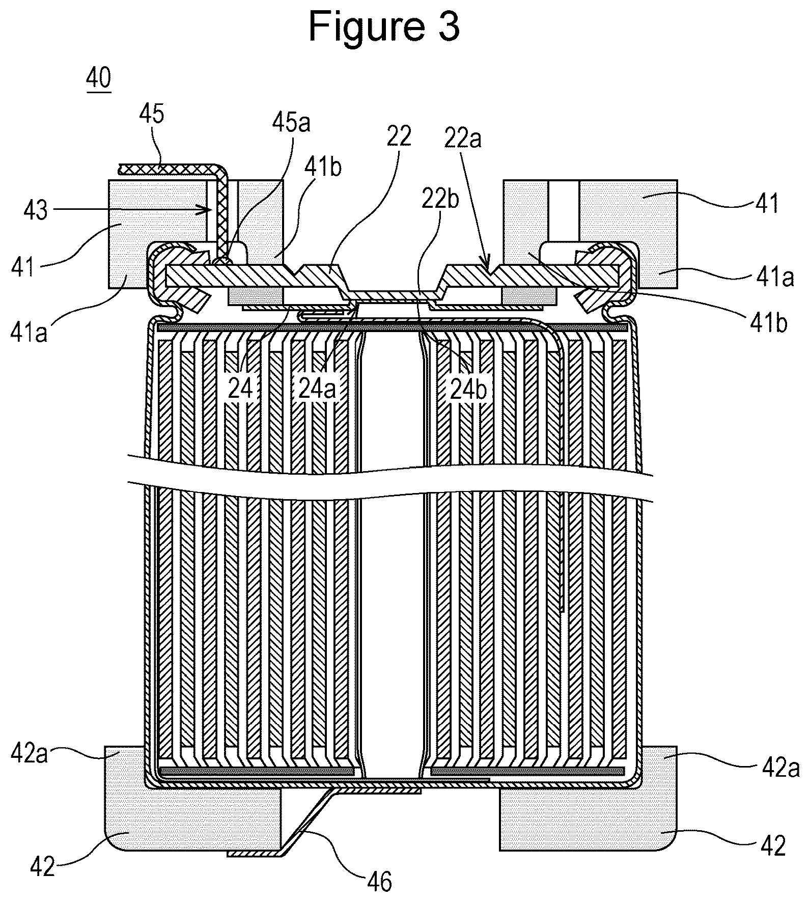 Patent US11824223 Figure 3 – Cylindrical sealed battery and battery pack
