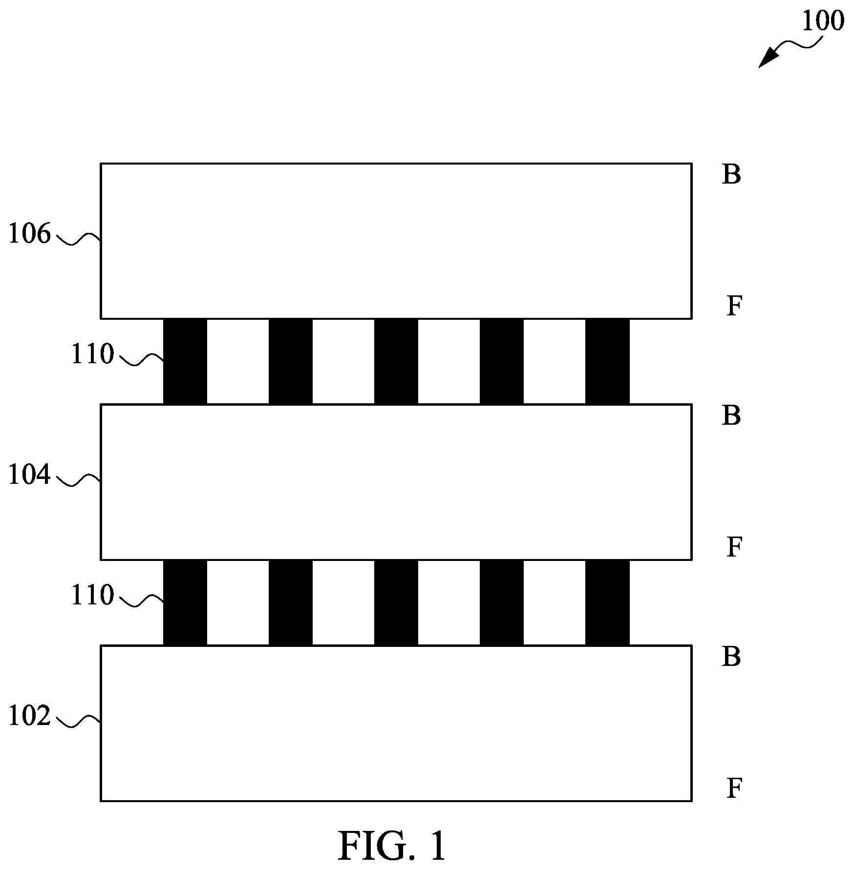 Patent US11824254 Figure 1 – Antenna effect protection and electrostatic discharge protection for three-dimensional integrated circuit