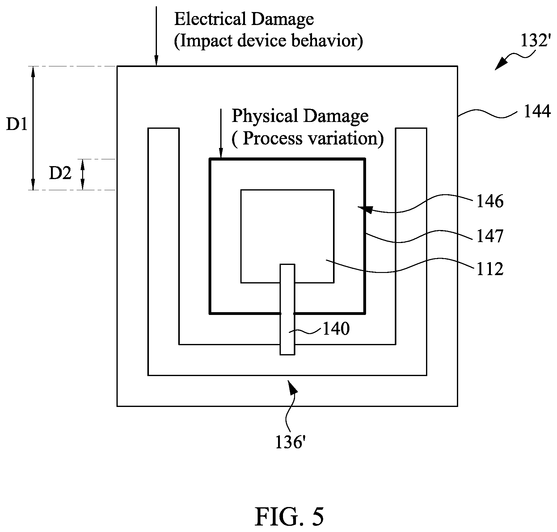 Patent US11824254 Figure 5 – Antenna effect protection and electrostatic discharge protection for three-dimensional integrated circuit