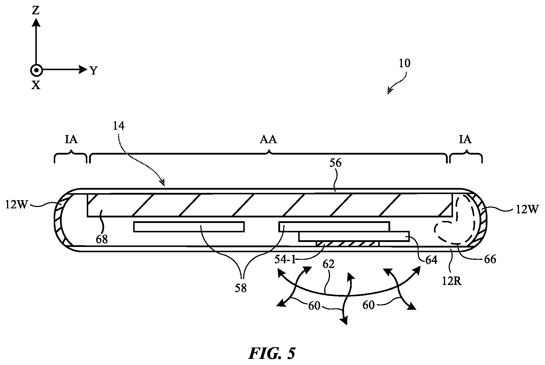 Patent US11824257 Figure 5 – Electronic devices with dielectric resonator antennas having conductive walls