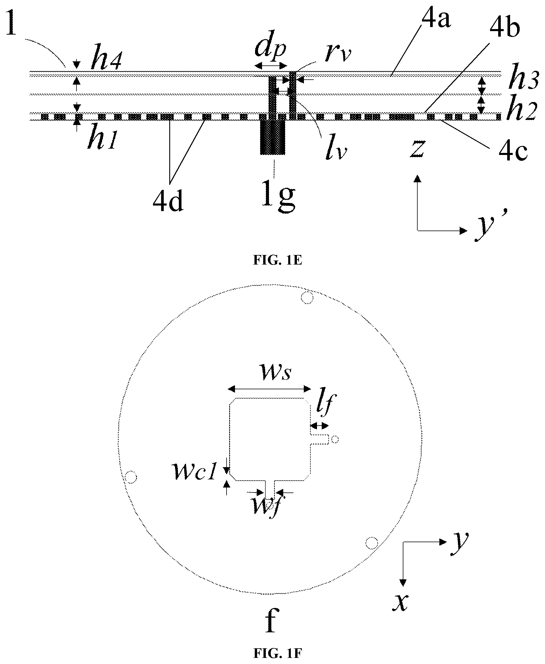 Patent US11824267 Figure 3 – Compact dual-band triple-polarized antenna based on shielded mushroom structures
