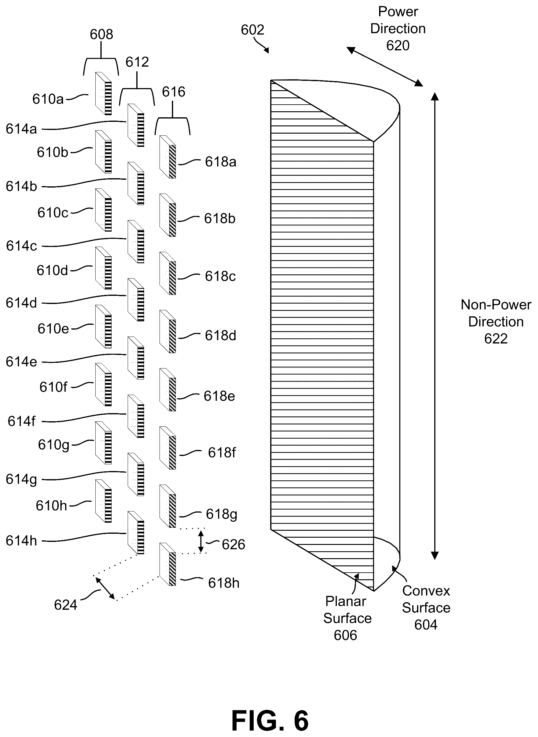 Patent US11824271 Figure 6 – Transmit and receive antenna array configuration for radio frequency beamforming