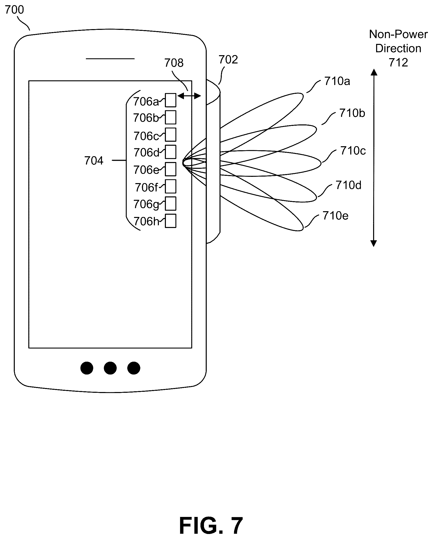Patent US11824271 Figure 7 – Transmit and receive antenna array configuration for radio frequency beamforming