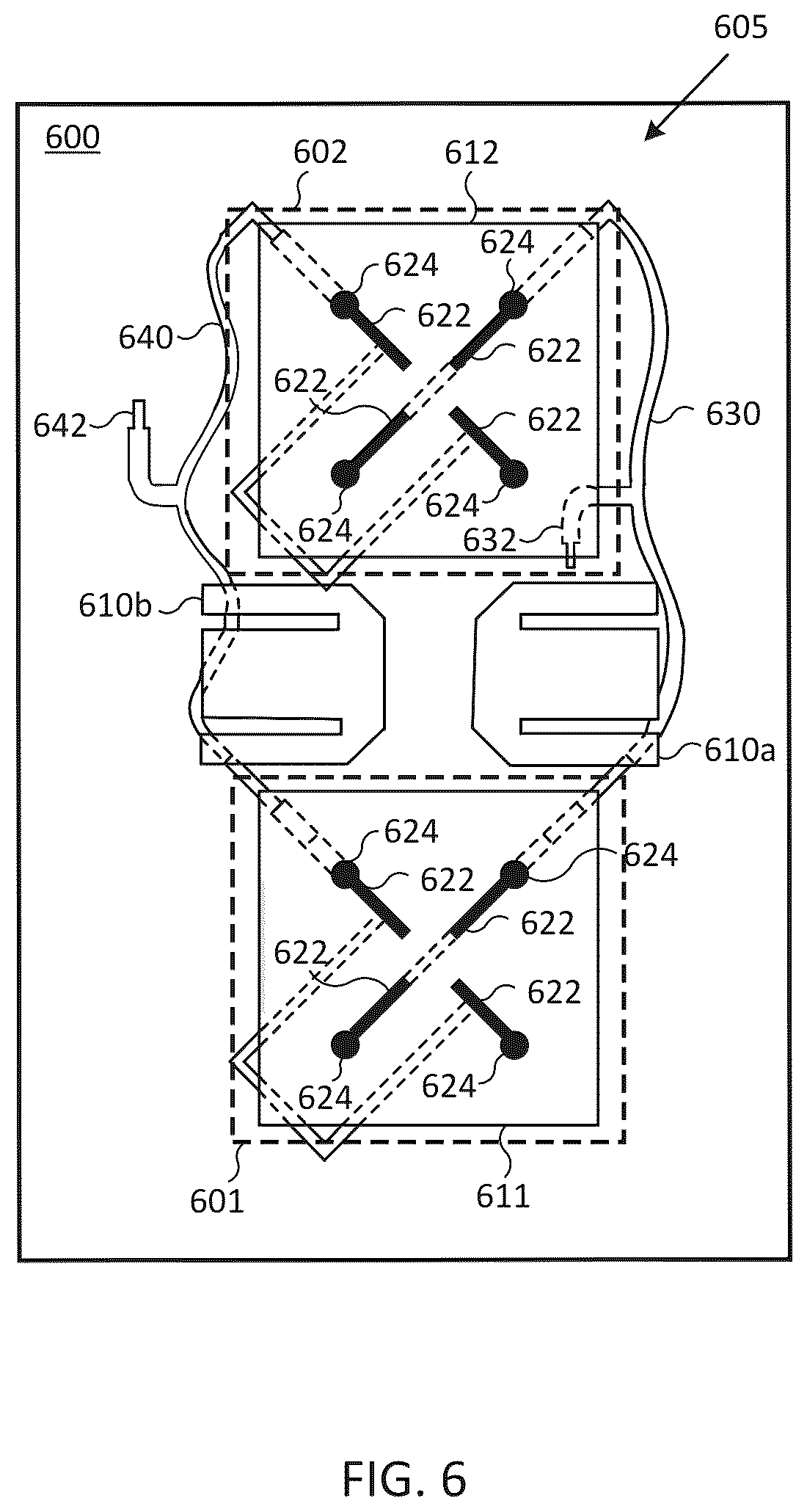 Patent US11824277 Figure 8 – High gain and large bandwidth antenna incorporating a built-in differential feeding scheme