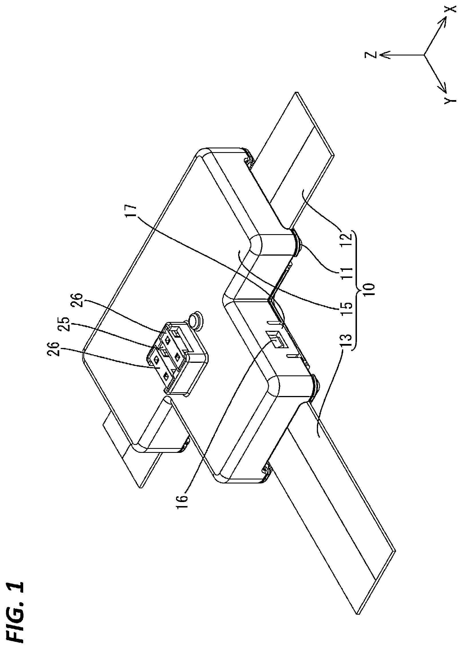 Patent US11824284 Figure 1 – Structure for connecting flexible flat cables