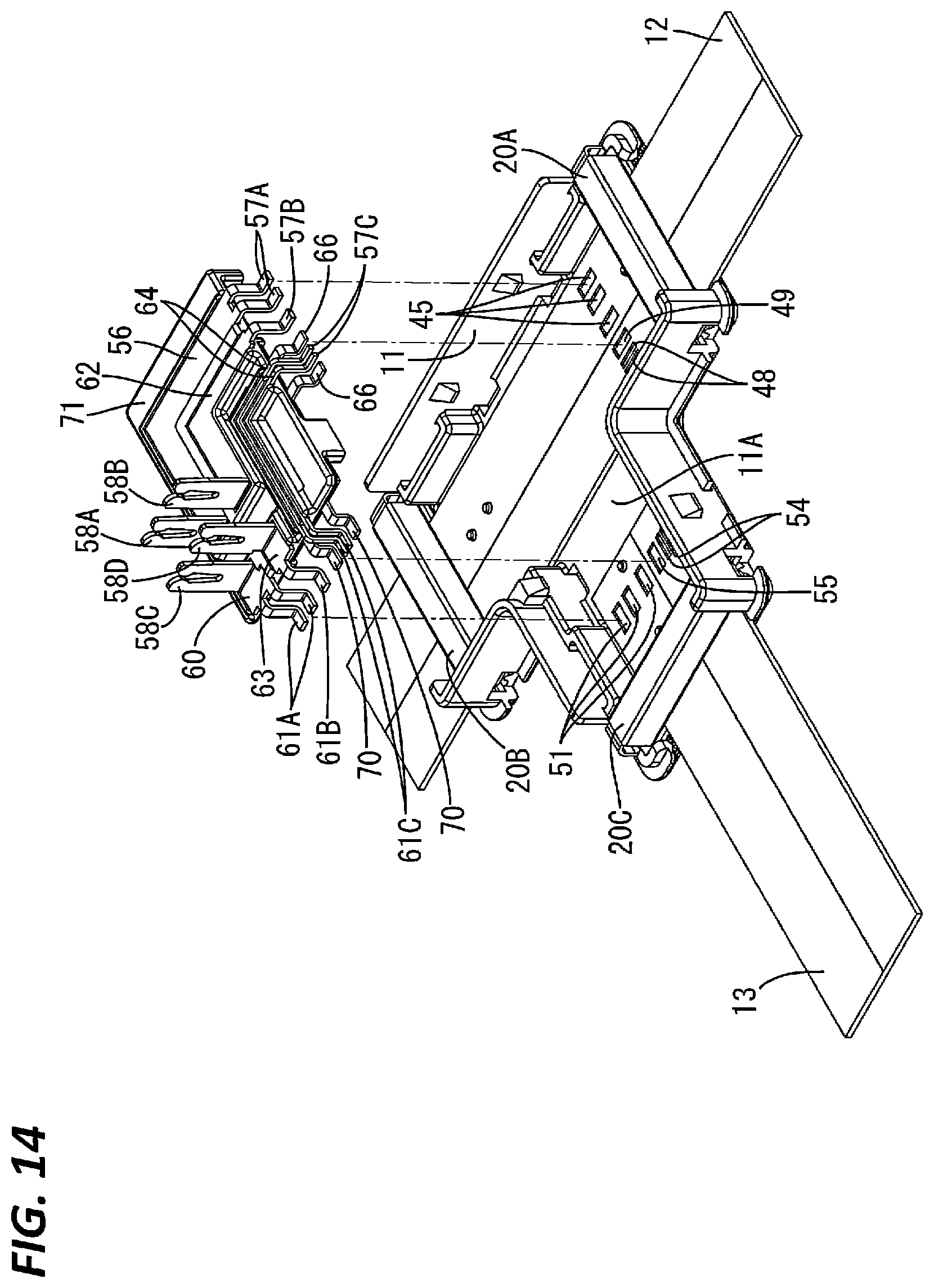 Patent US11824284 Figure 12 – Structure for connecting flexible flat cables