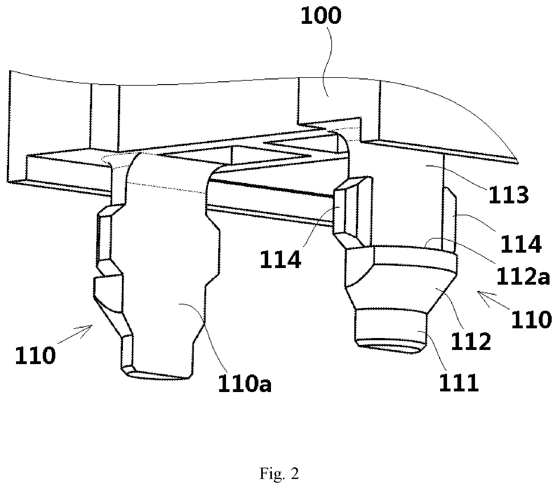 Patent US11824290 Figure 2 – Connector housing legs that attach the connector to a circuit board