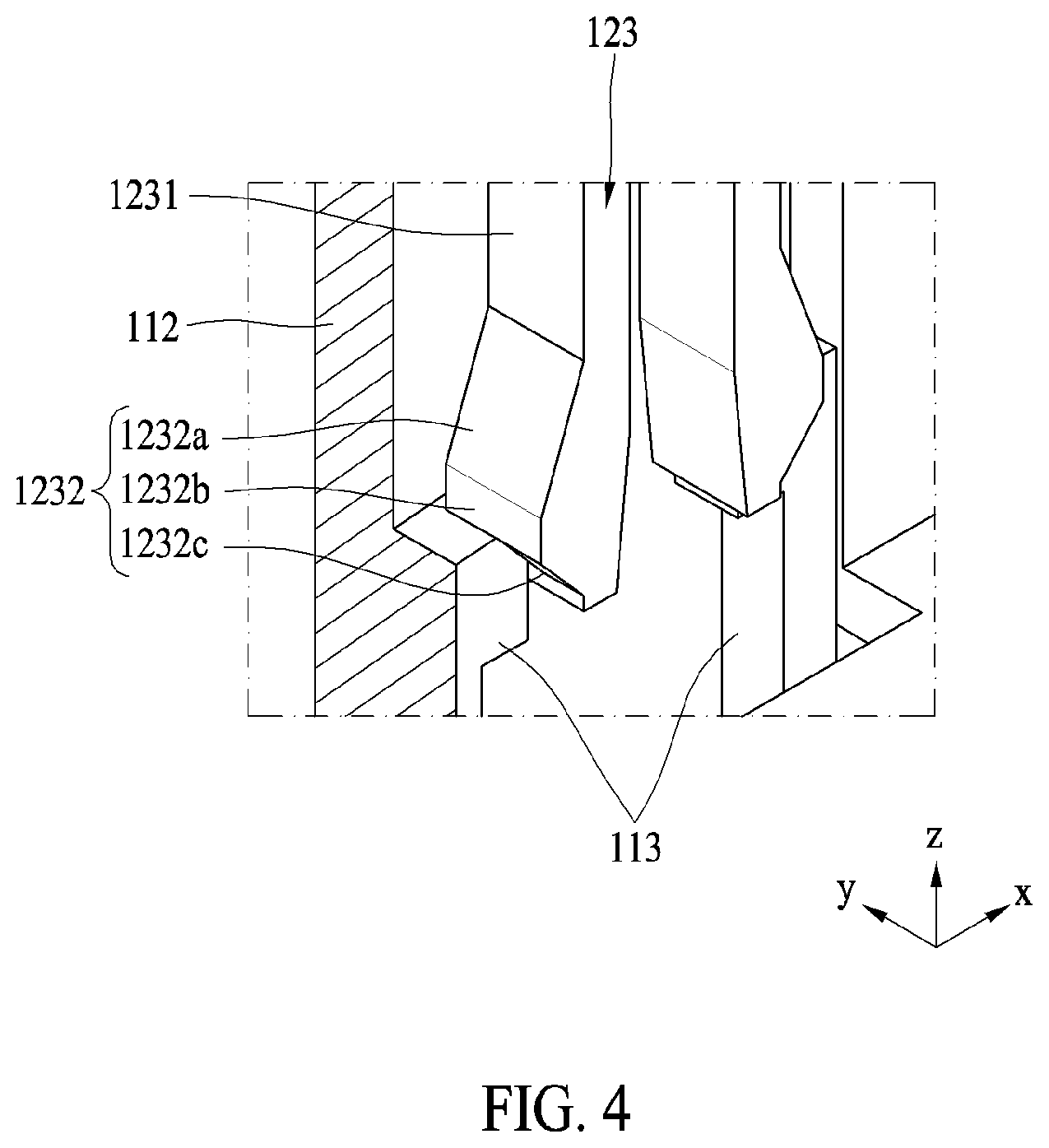 Patent US11824300 Figure 4 – Connector assembly including terminal protection features