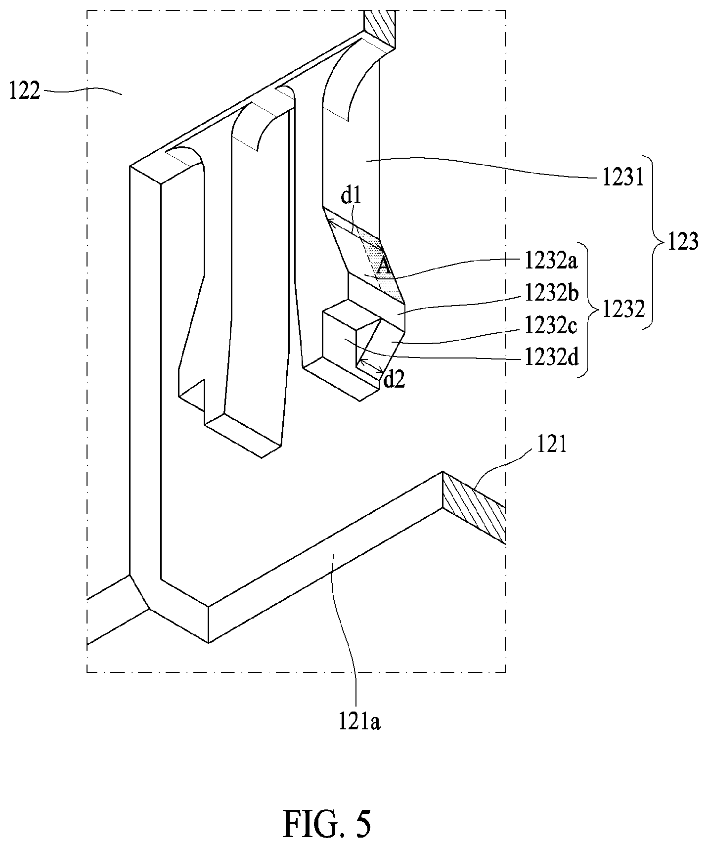 Patent US11824300 Figure 5 – Connector assembly including terminal protection features