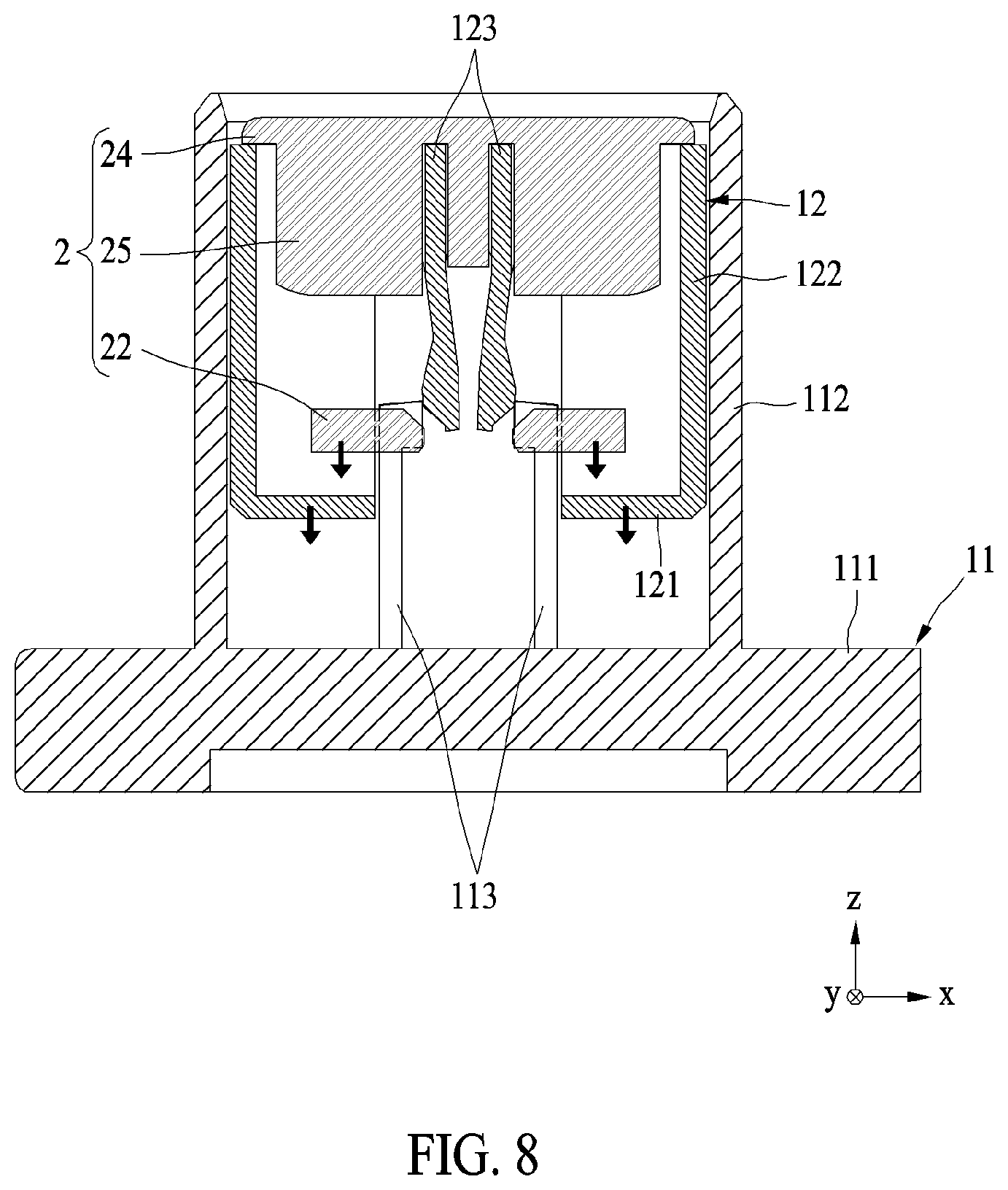 Patent US11824300 Figure 8 – Connector assembly including terminal protection features