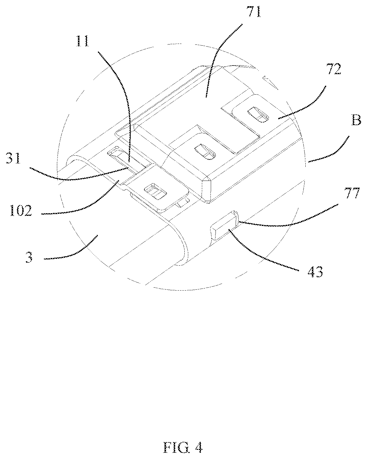 Patent US11824302 Figure 4 – Electrical connector with improved assembly efficiency