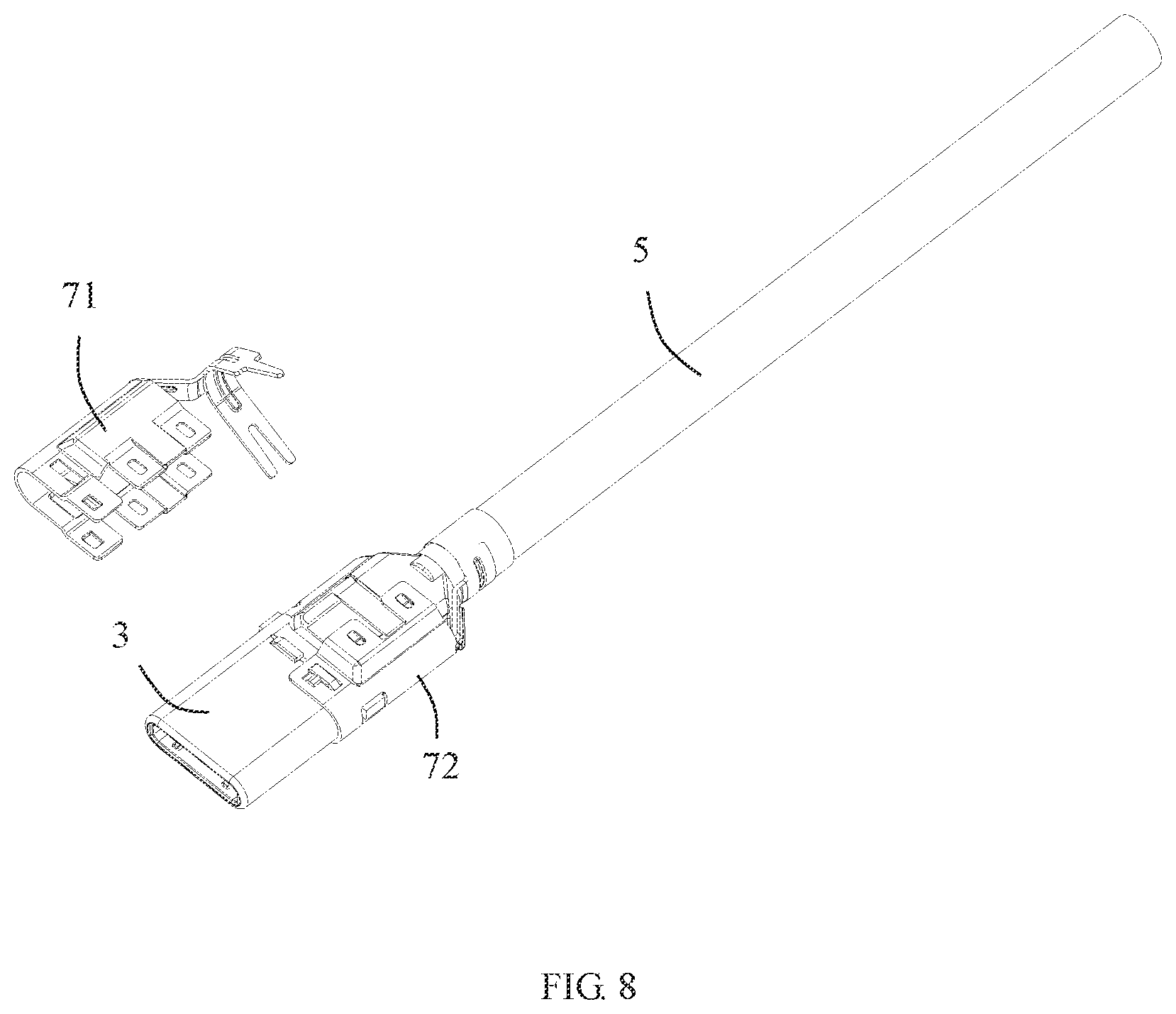 Patent US11824302 Figure 8 – Electrical connector with improved assembly efficiency