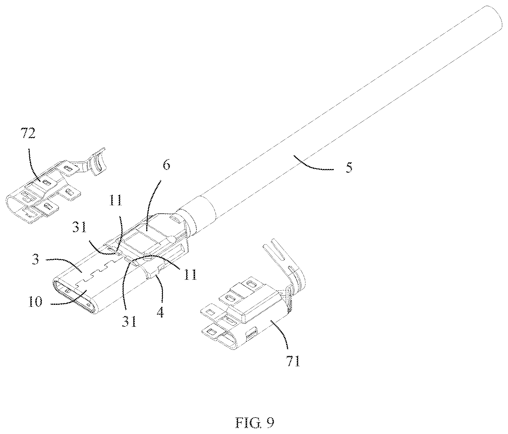 Patent US11824302 Figure 9 – Electrical connector with improved assembly efficiency