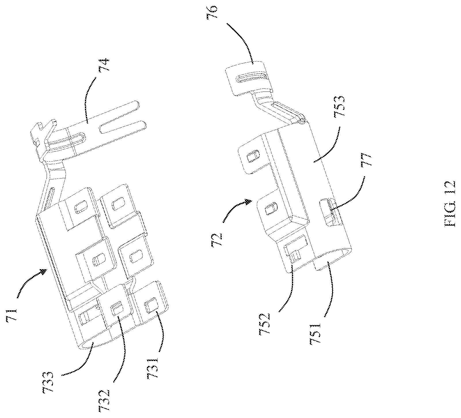 Patent US11824302 Figure 12 – Electrical connector with improved assembly efficiency