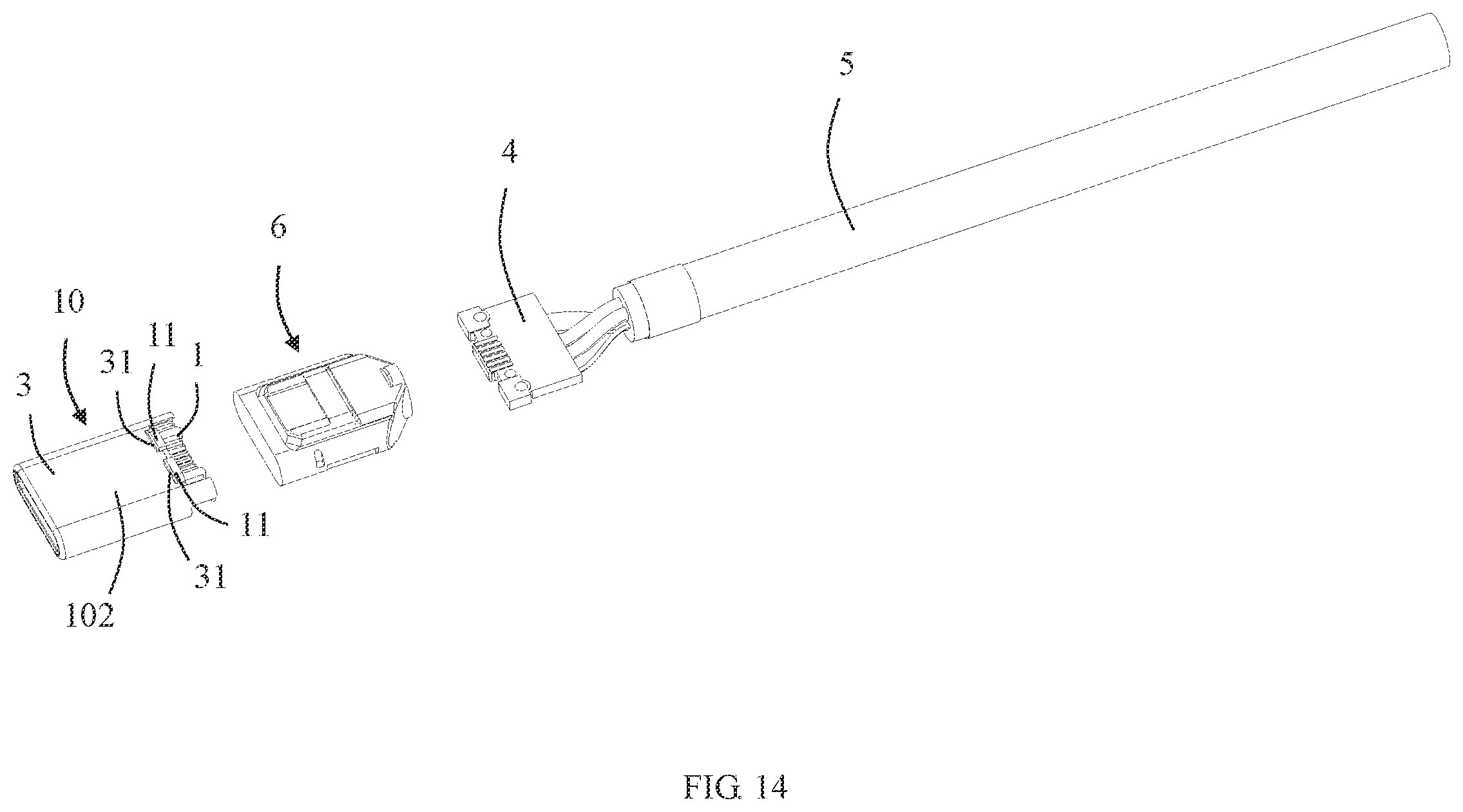 Patent US11824302 Figure 14 – Electrical connector with improved assembly efficiency