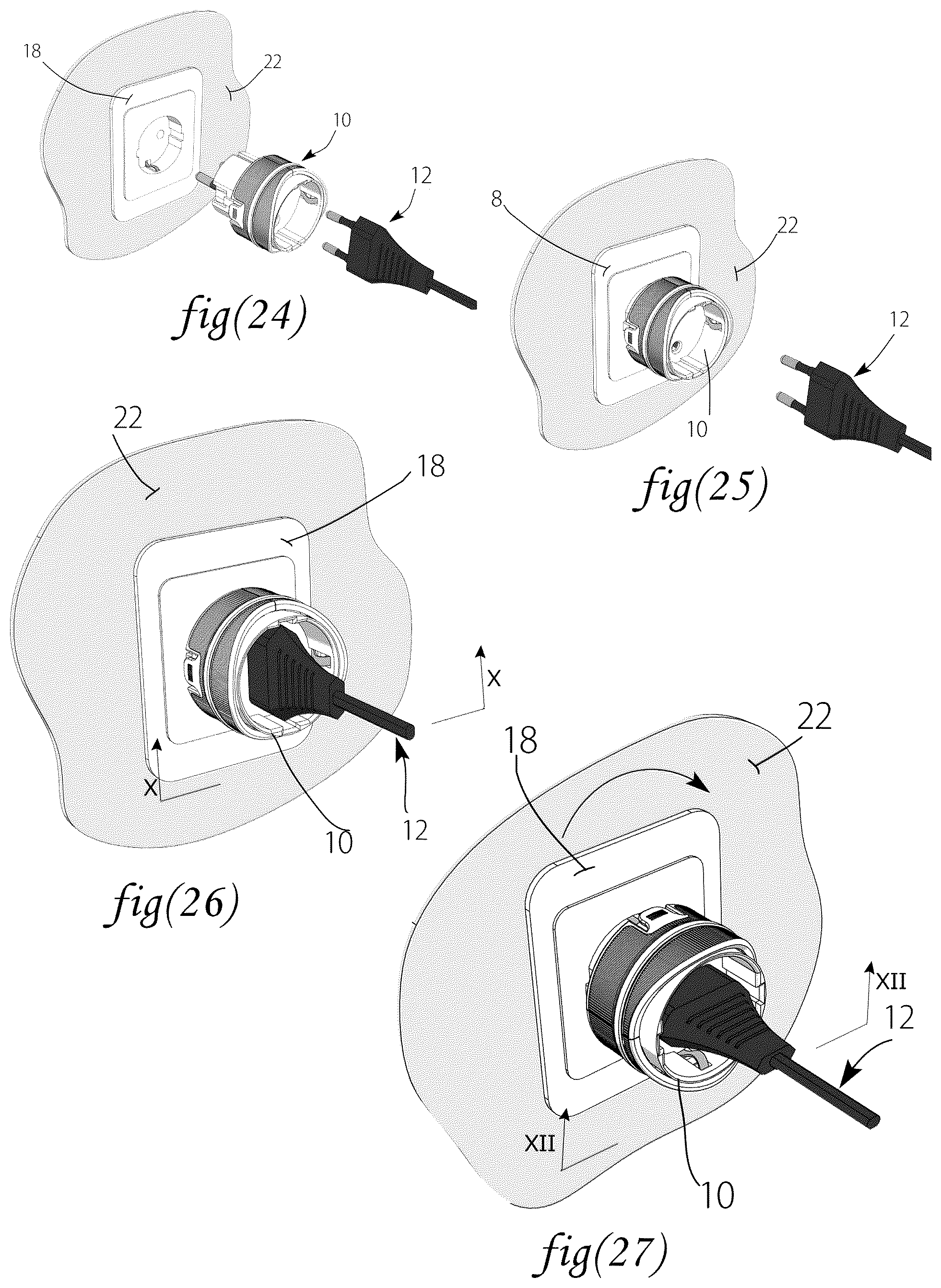 Patent US11824309 Figure 8 – Device and method for locking electrical plugs to power outlets