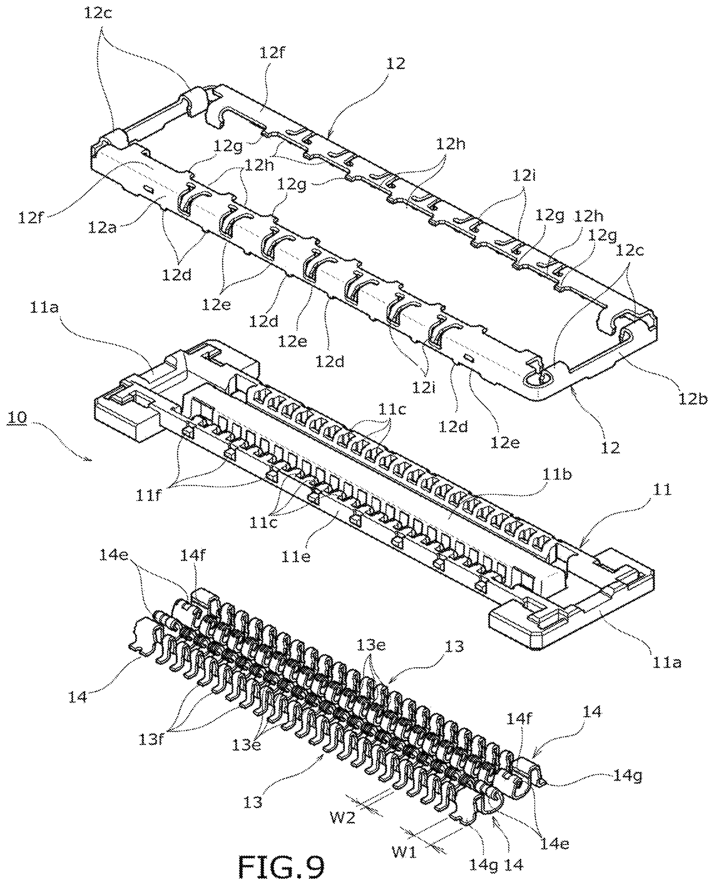Patent US11824312 Figure 9 – Board-connecting electric connector device