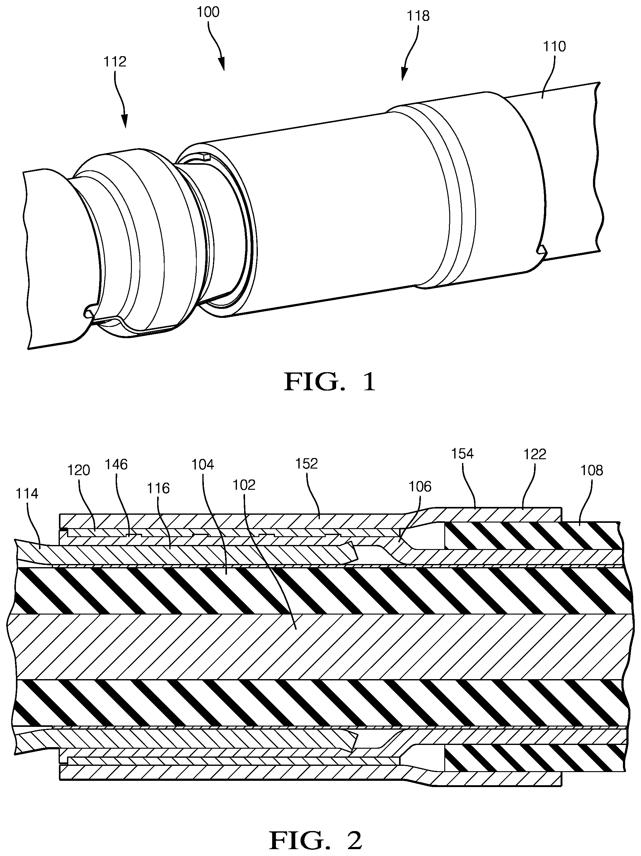 Patent US11824319 Figure 1 – Electrical cable terminal with two piece coaxial crimped outer ferrule