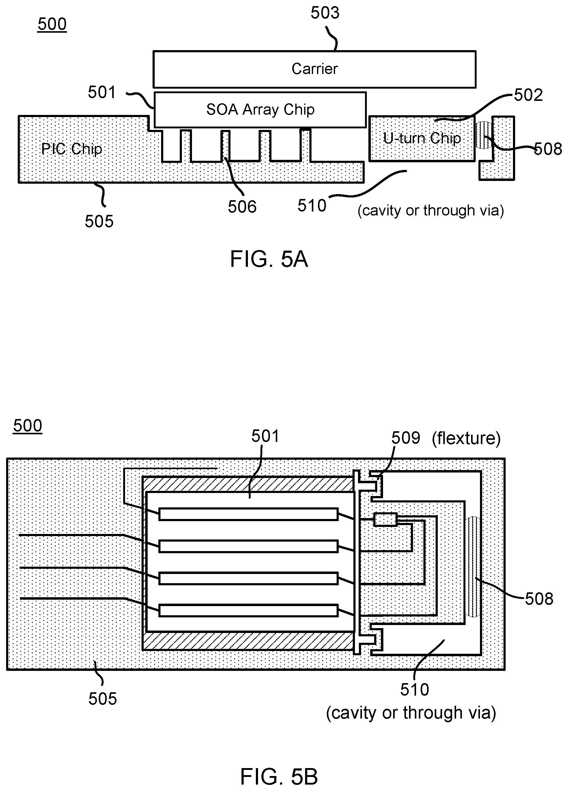 Patent US11824327 Figure 4 – Silicon-assisted packaging of high power integrated SOA array