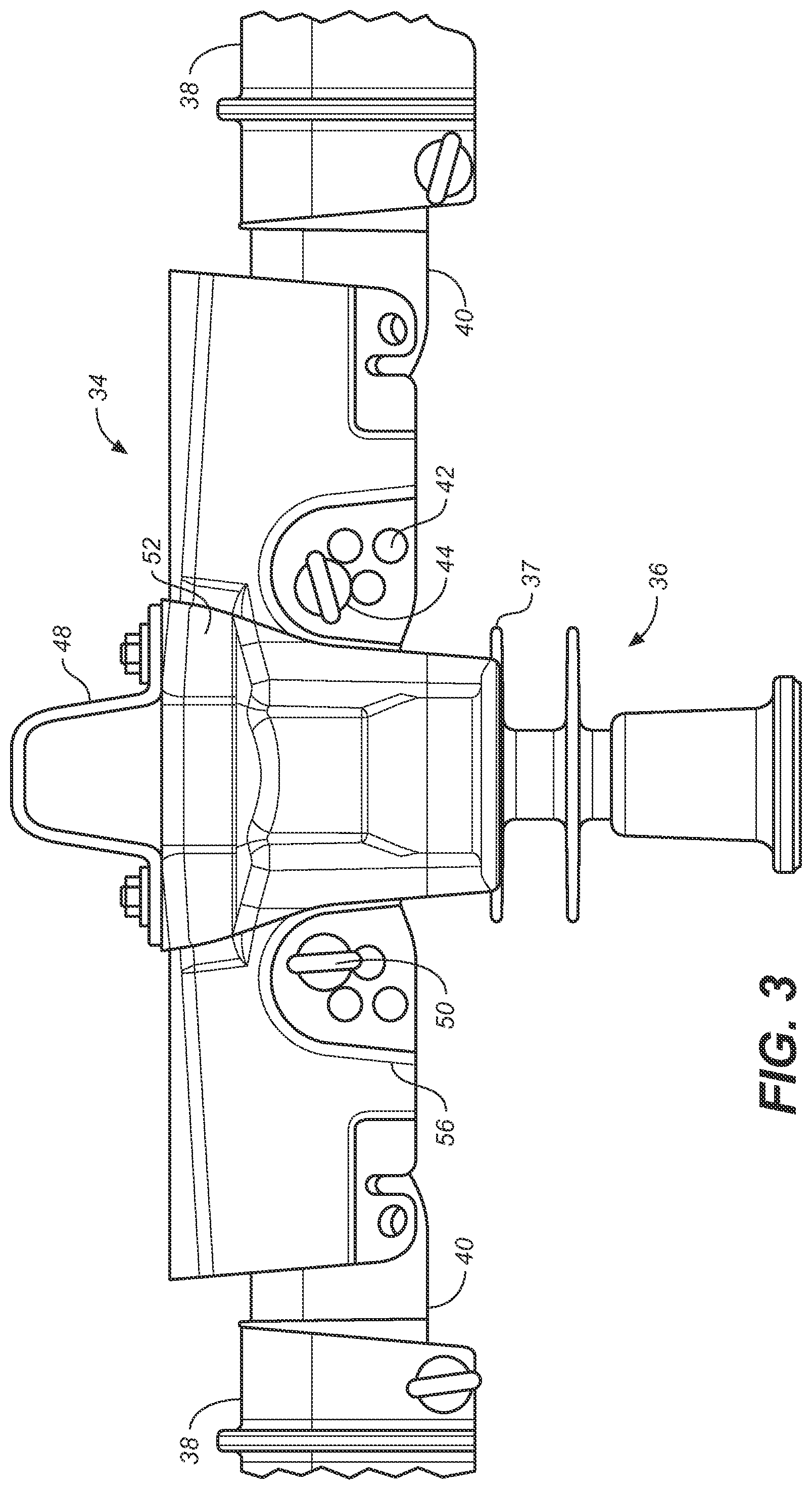 Patent US11824341 Figure 2 – High voltage conductor cover with fenders over retaining pin holes