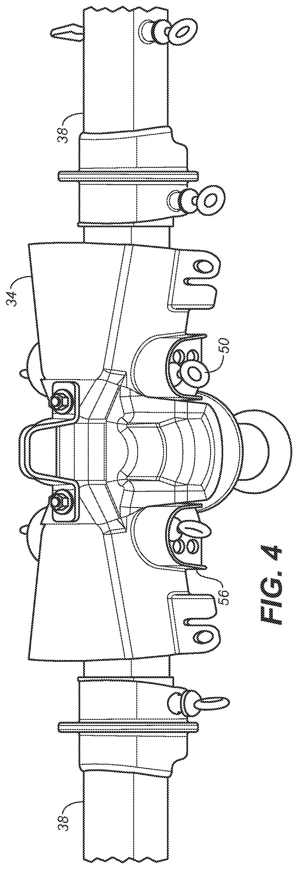 Patent US11824341 Figure 3 – High voltage conductor cover with fenders over retaining pin holes