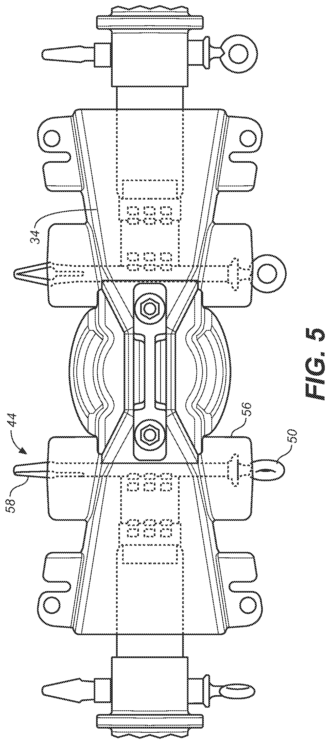 Patent US11824341 Figure 4 – High voltage conductor cover with fenders over retaining pin holes