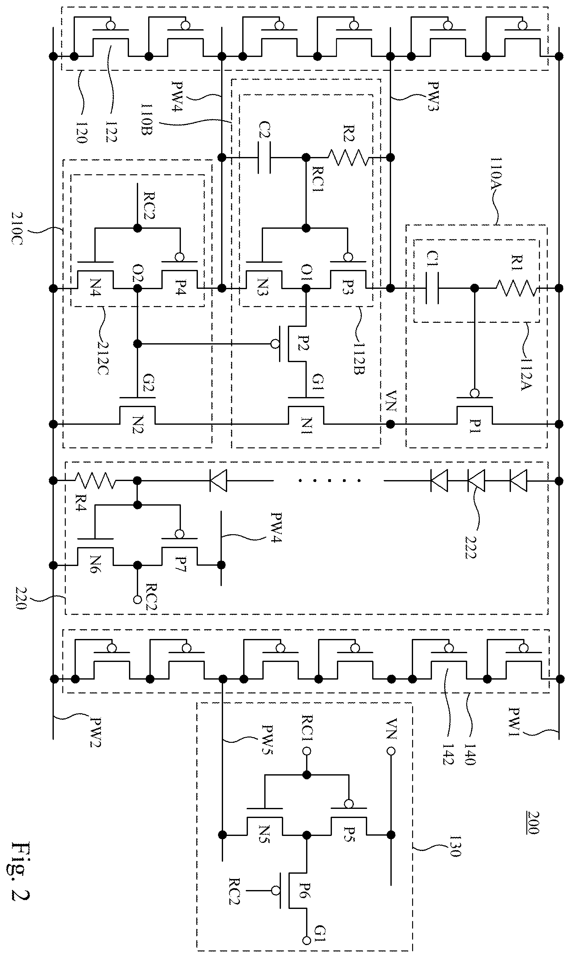 Patent US11824349 Figure 2 – Electrostatic discharge protection circuit