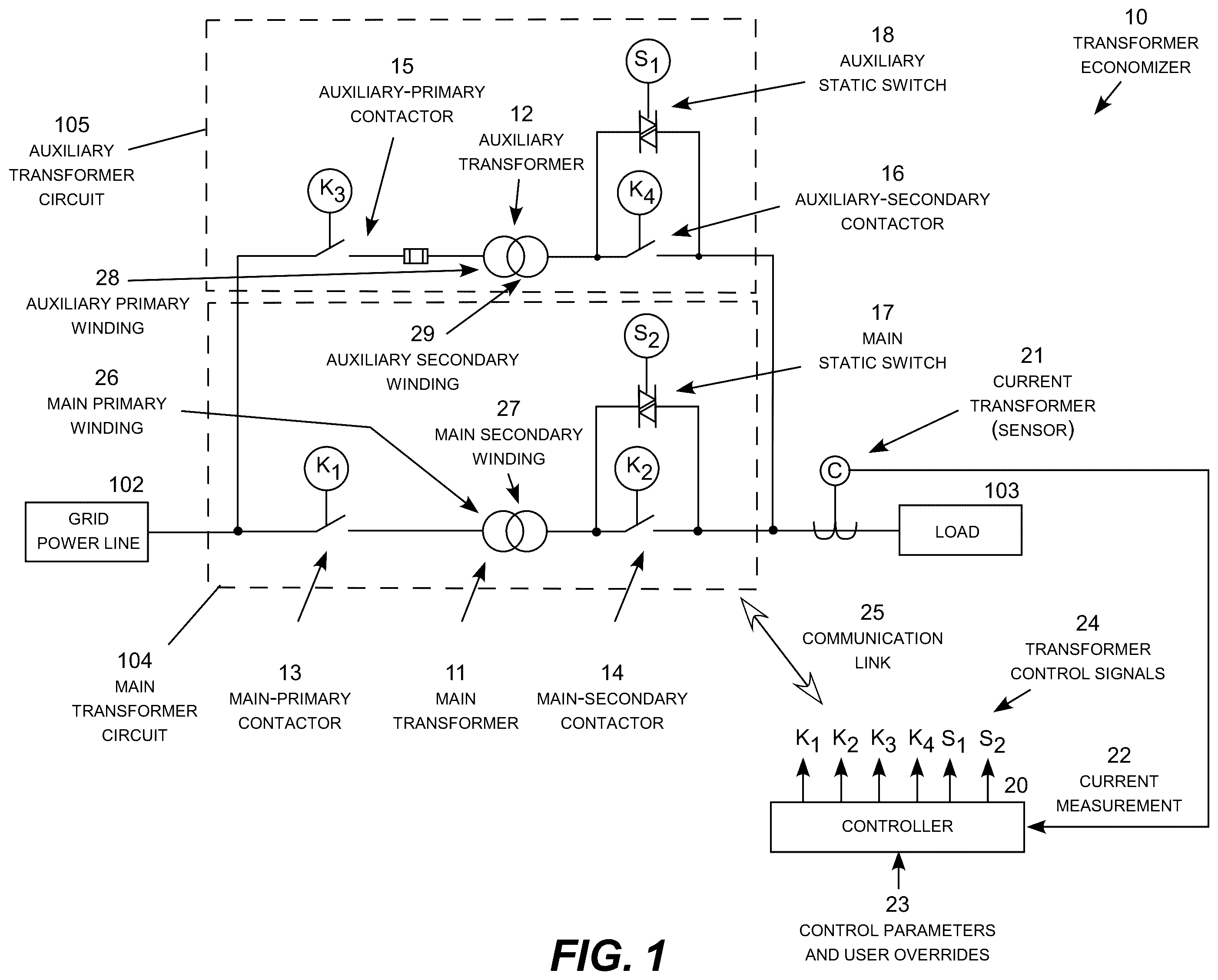 Patent US11824358 Figure 1 – Transformer economizer