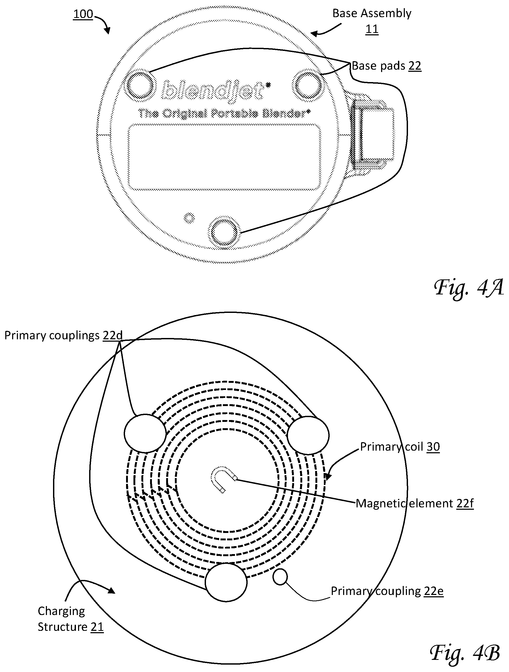 Patent US11824365 Figure 4 – Portable blender with wireless charging