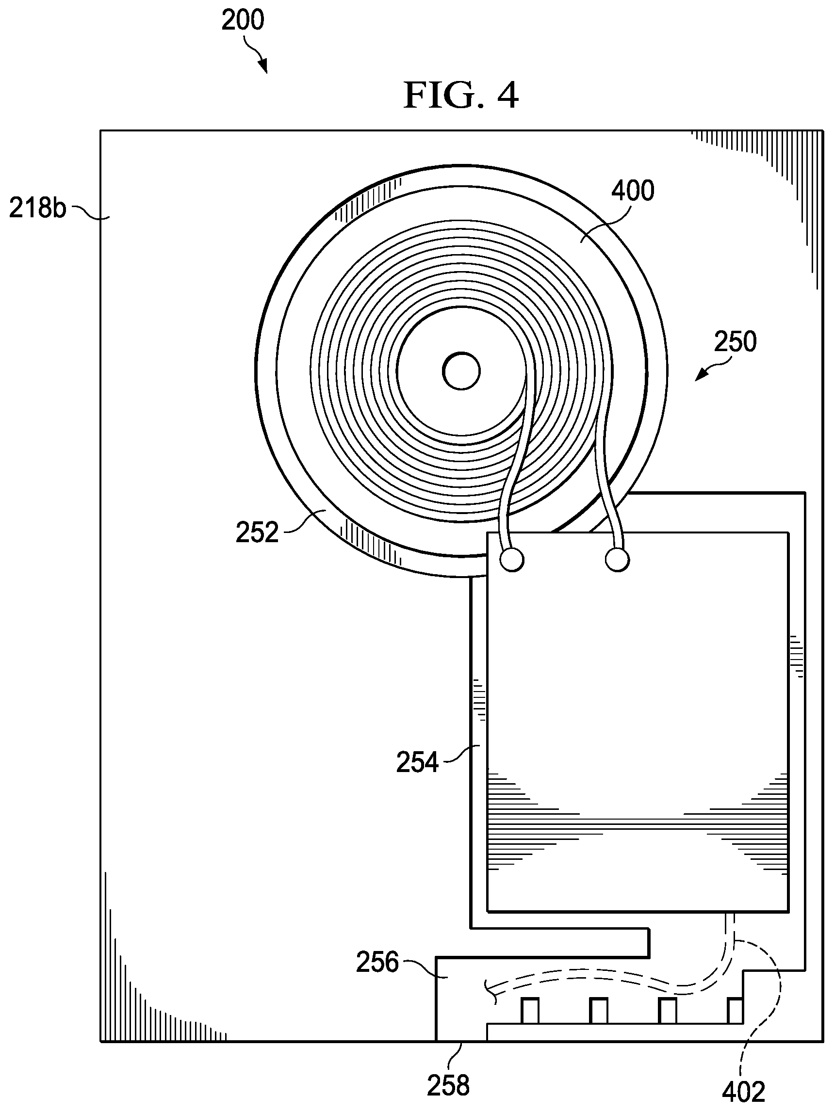 Patent US11824366 Figure 4 – Wireless charging device system with a ventilated housing