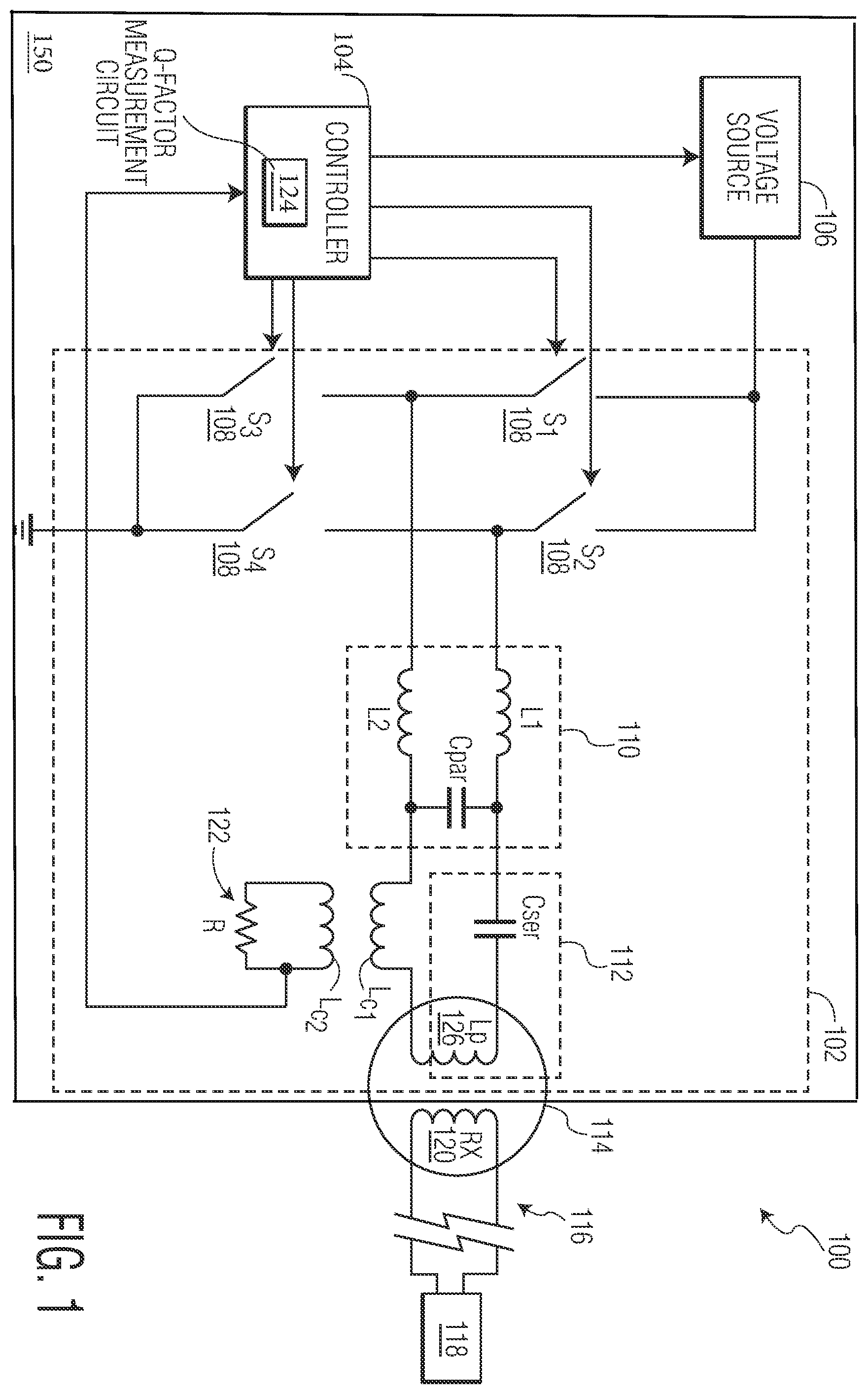 Patent US11824376 — Wireless power transmitter which detects low coupling with a wireless power receiver, and methods for wireless power transmission — Figure 1