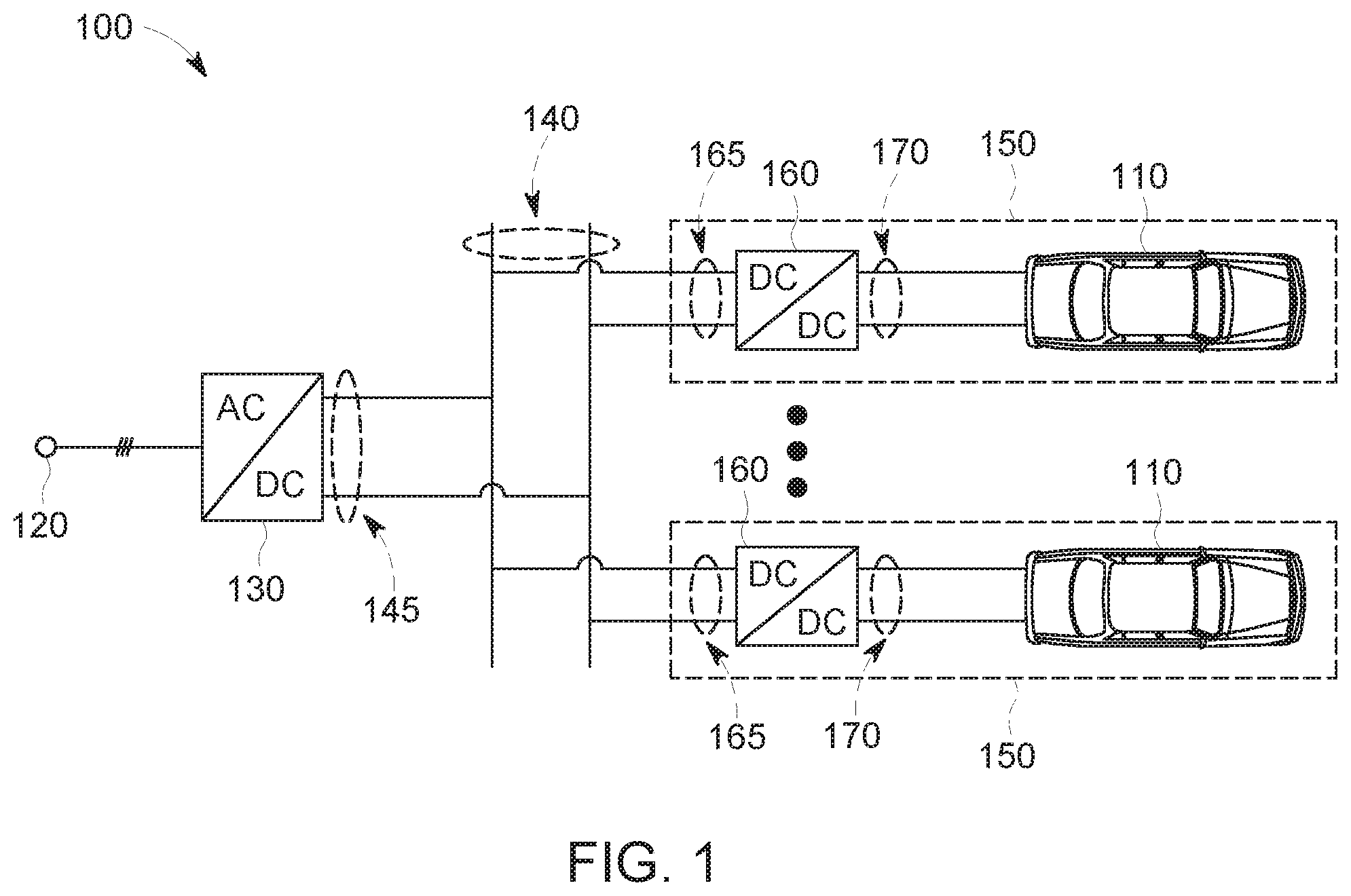 Patent US11824380 — DC fast charging station for electric vehicles — Figure 1