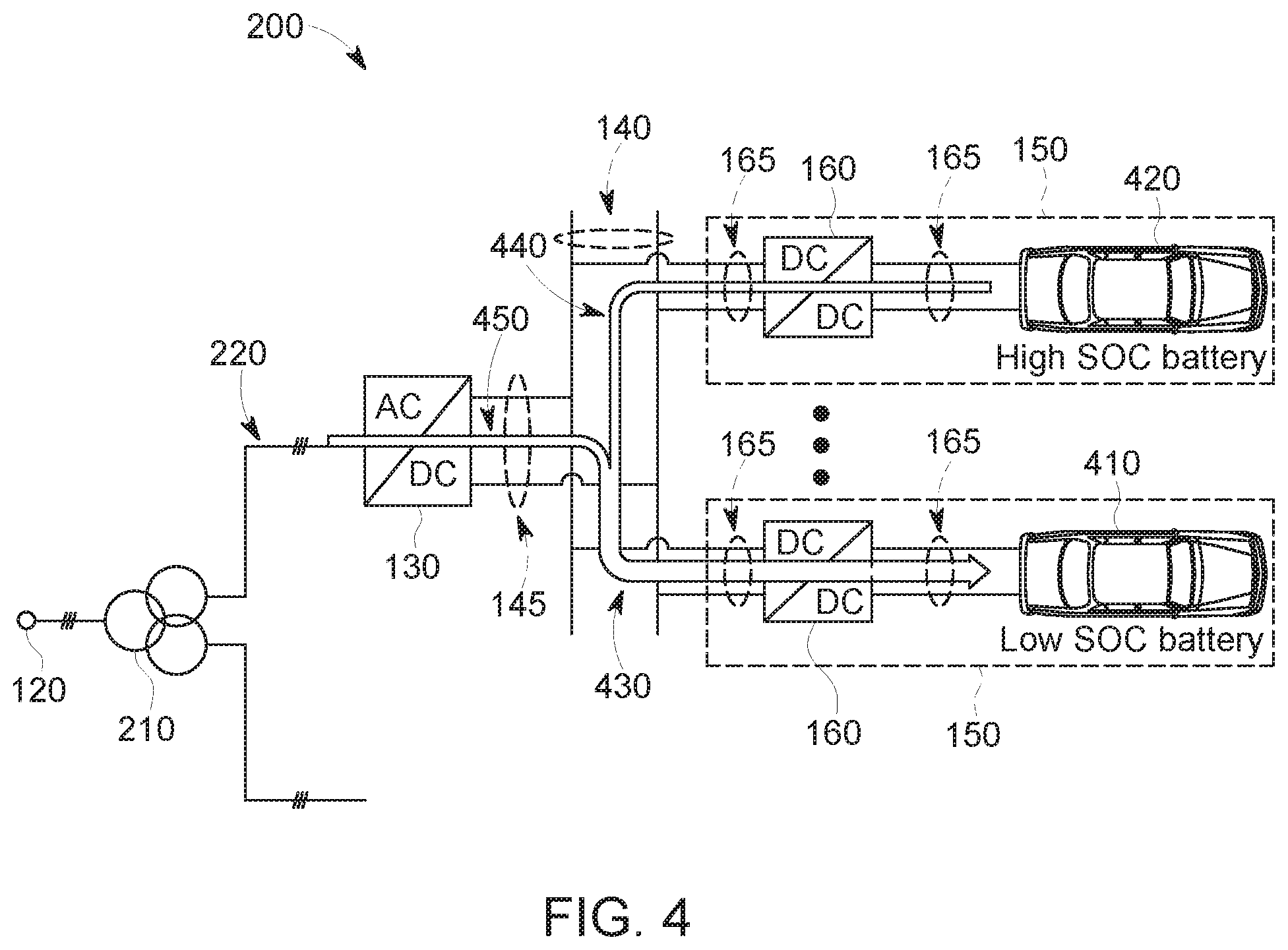 Patent US11824380 Figure 4 – DC fast charging station for electric vehicles