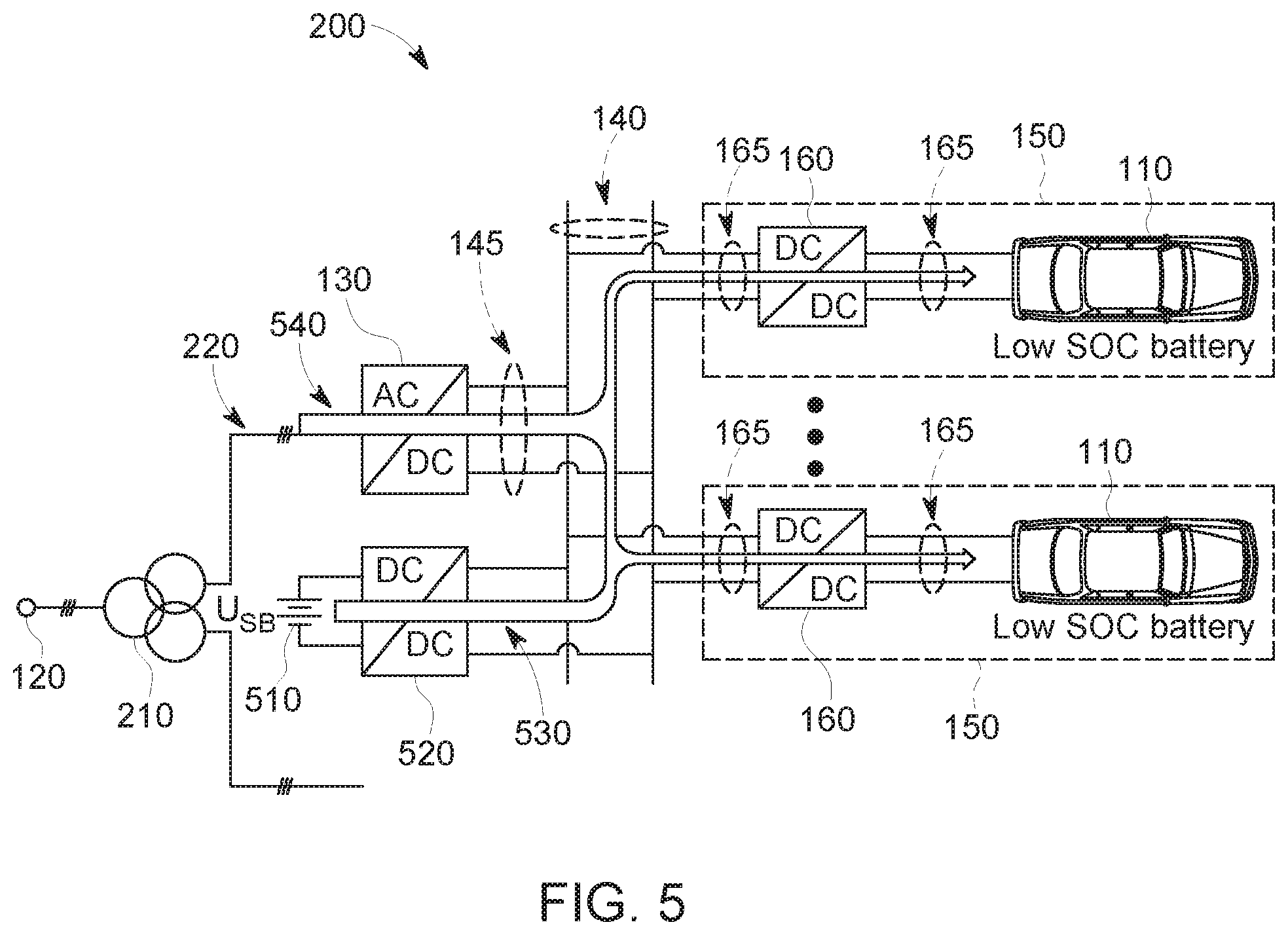 Patent US11824380 Figure 5 – DC fast charging station for electric vehicles