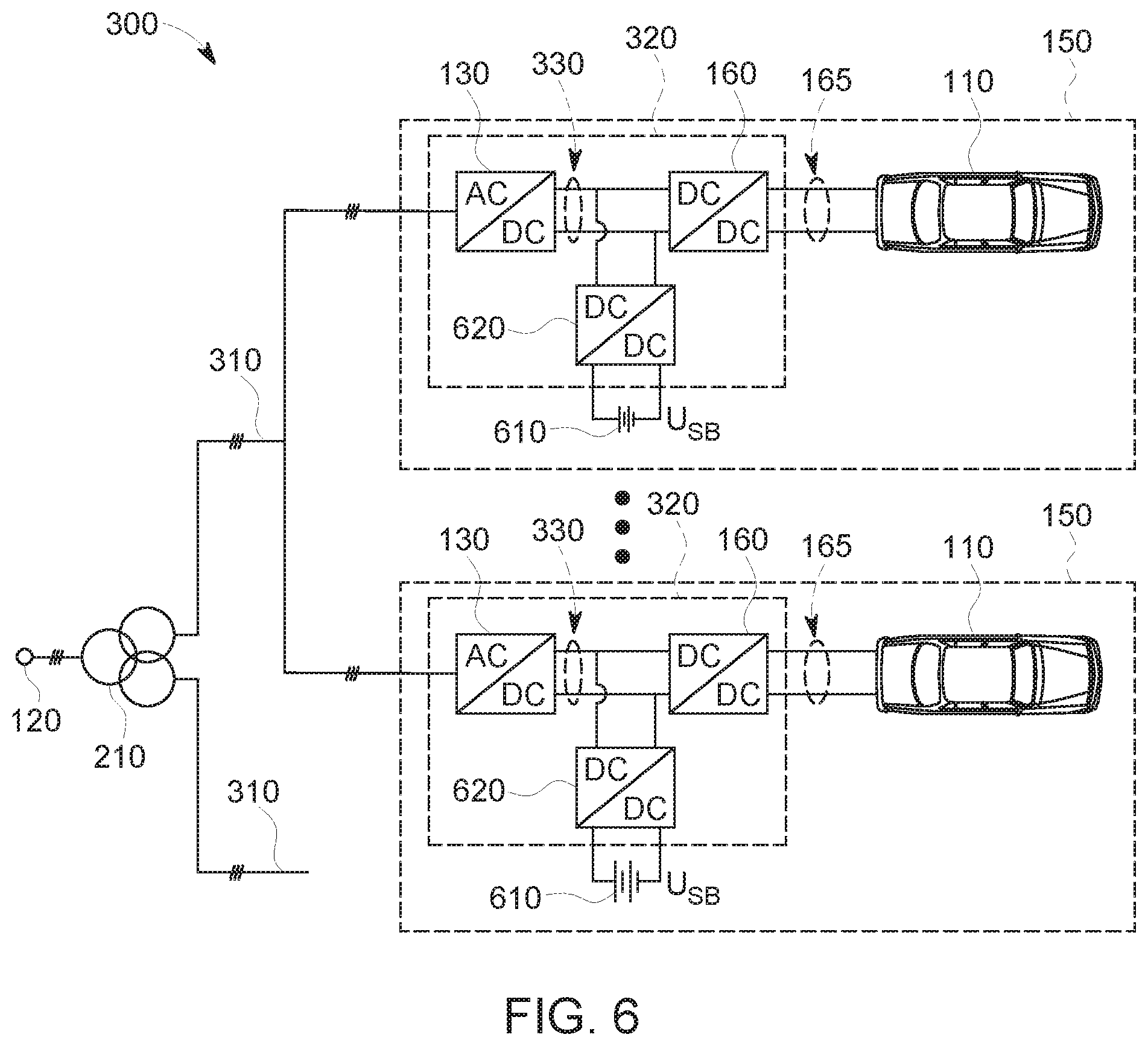 Patent US11824380 Figure 6 – DC fast charging station for electric vehicles