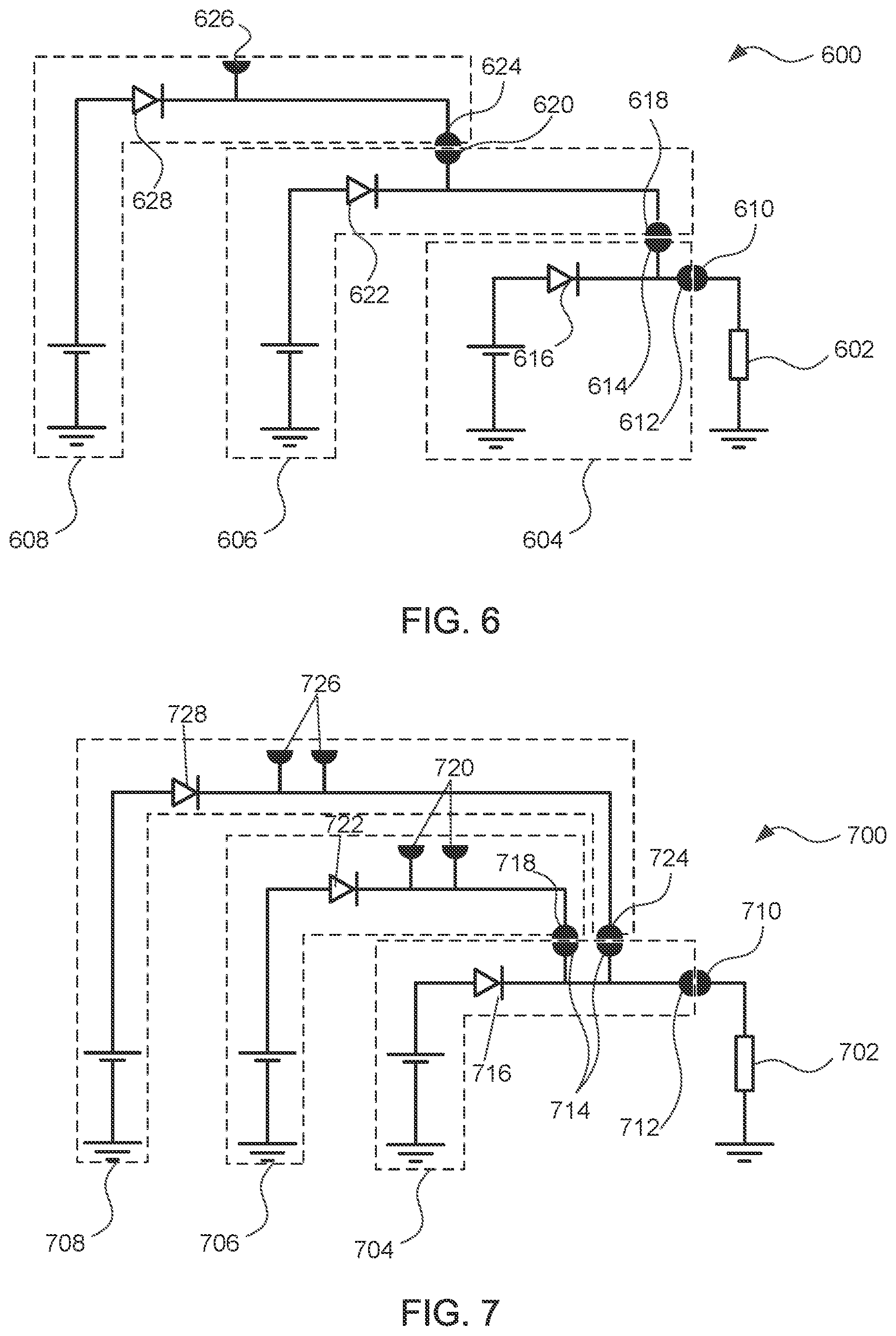 Patent US11824381 Figure 6 – Blood pump controllers having daisy-chained batteries