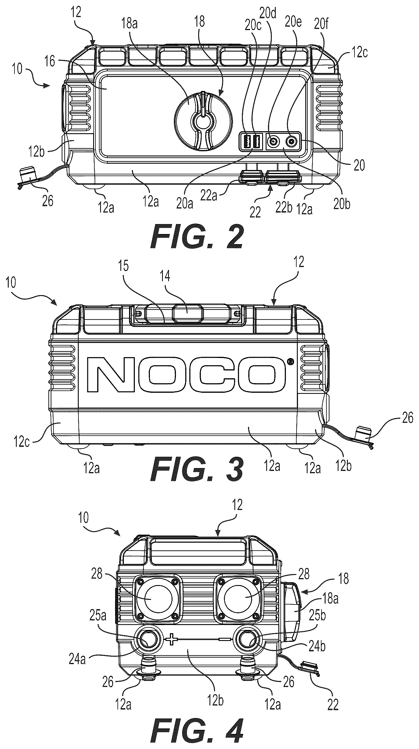 Patent US11824385 Figure 2 – Rechargeable battery jump starting device with leapfrog charging system