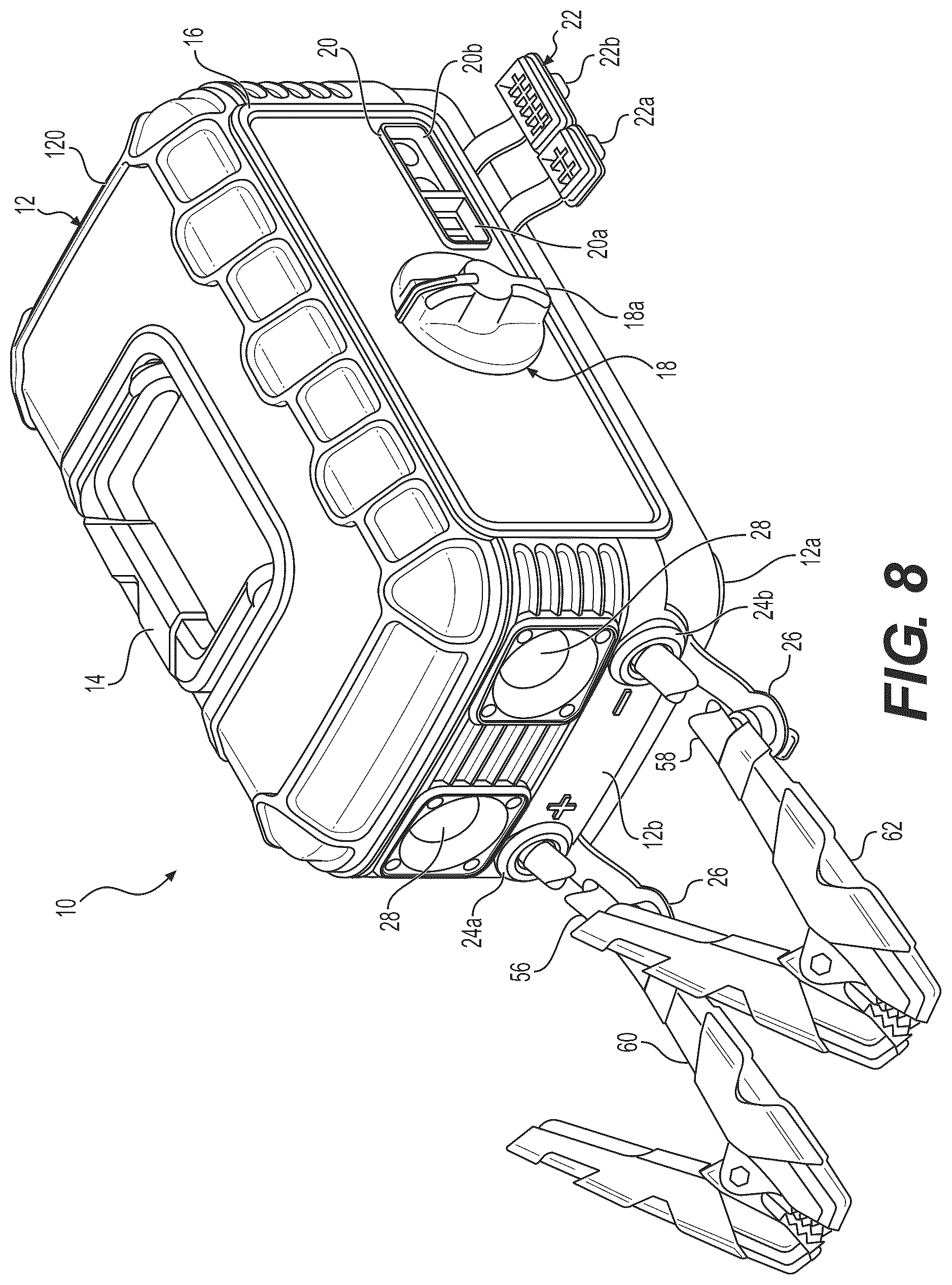 Patent US11824385 Figure 4 – Rechargeable battery jump starting device with leapfrog charging system