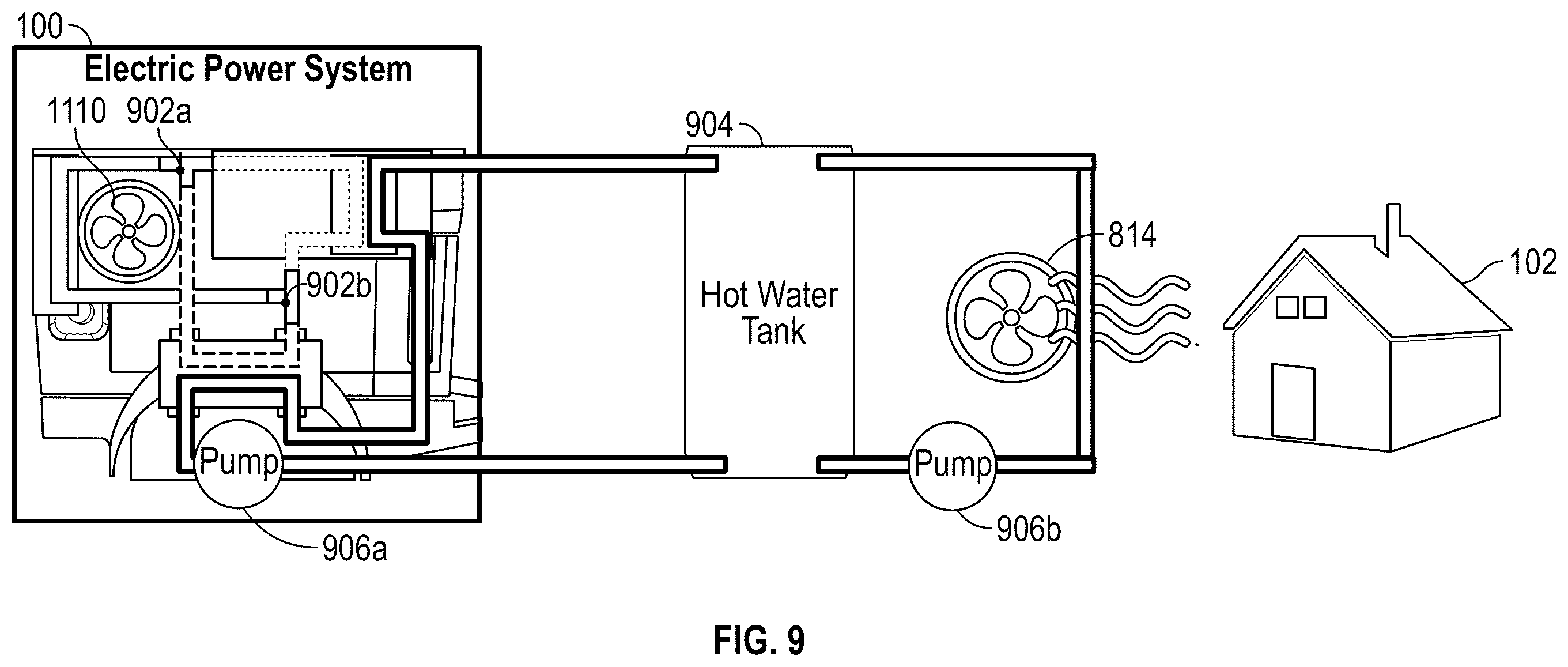 Patent US11824399 Figure 9 – Back-up generator and associated electric power systems