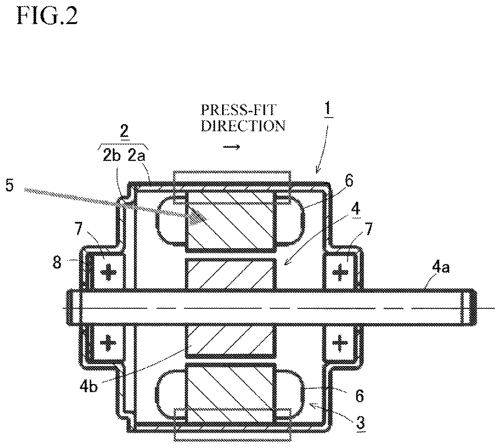 Patent US11824401 Figure 2 – Stator core with adjustable press-fit force to motor case and motor with the stator core