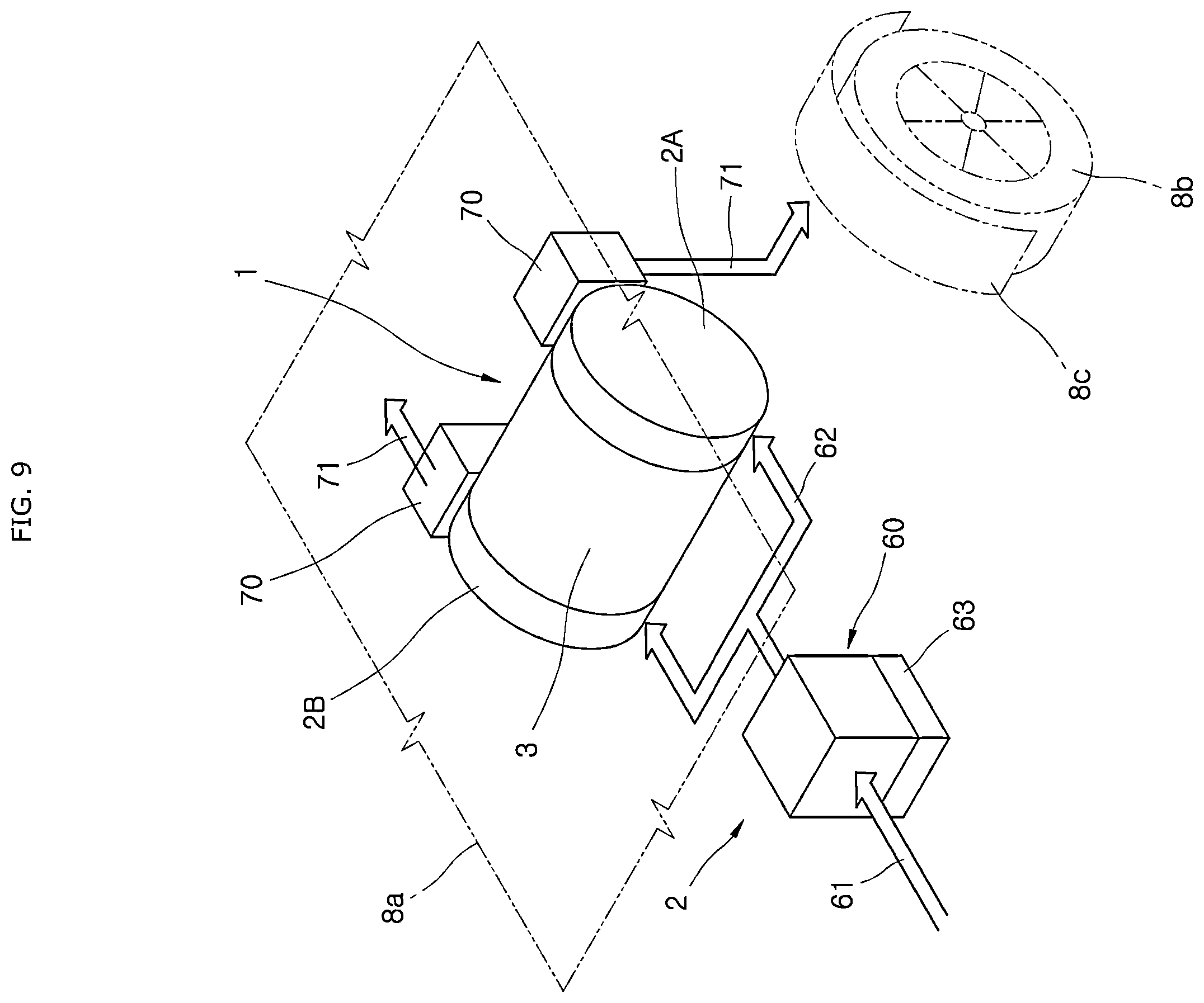 Patent US11824402 Figure 9 – Apparatus for cooling coil of motor