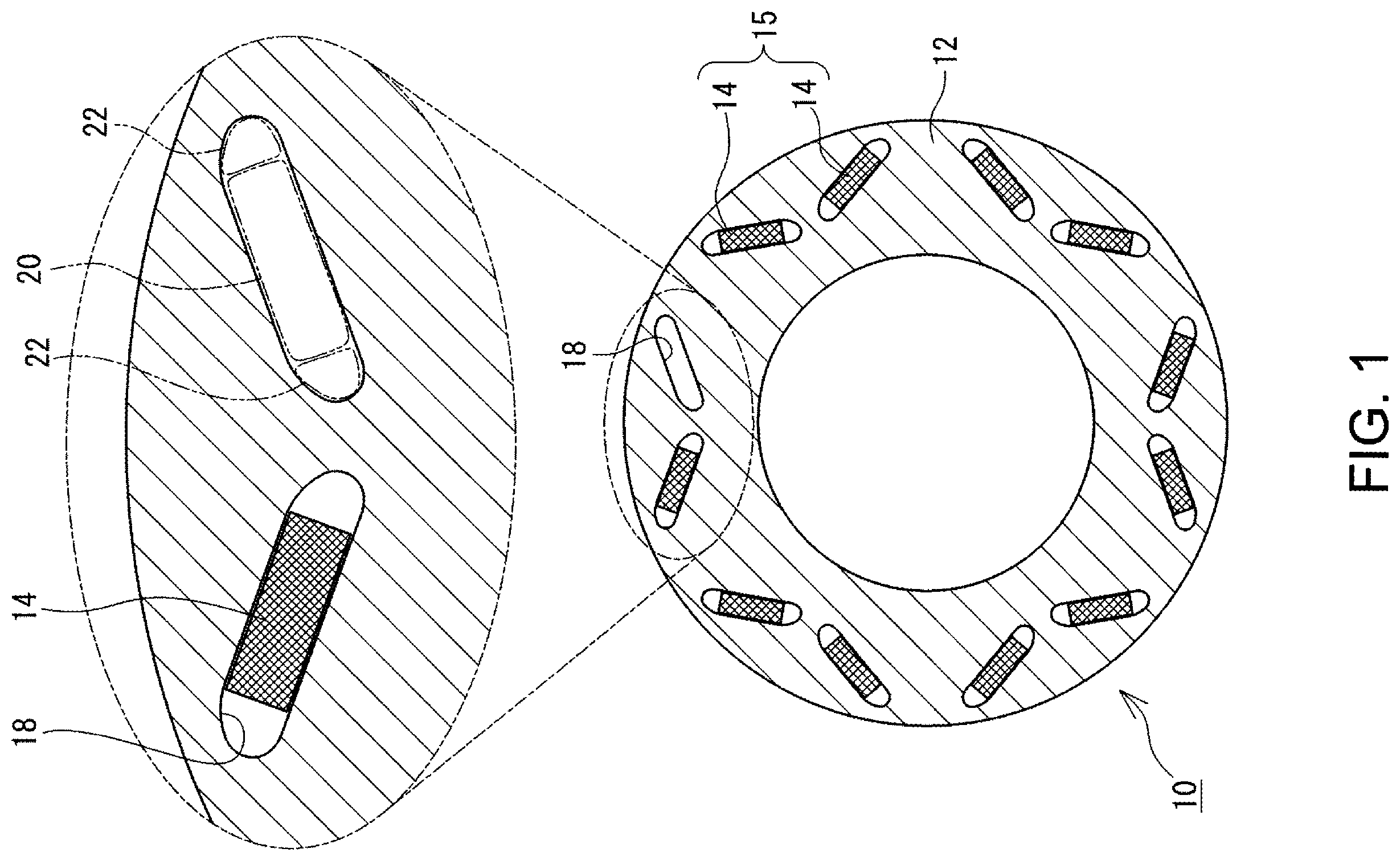 Patent US11824405 Figure 1 – Rotor of rotary electric machine
