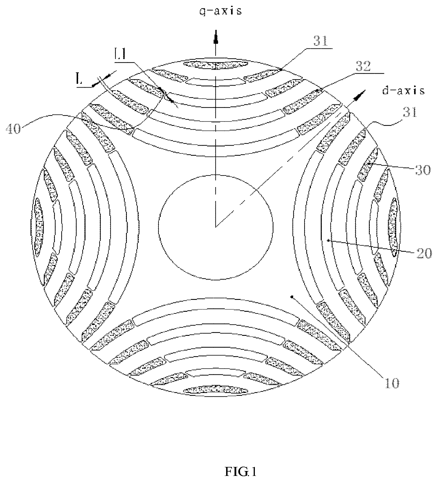 Patent US11824409 Figure 1 – Direct starting synchronous reluctance motor rotor, motor and rotor manufacturing method