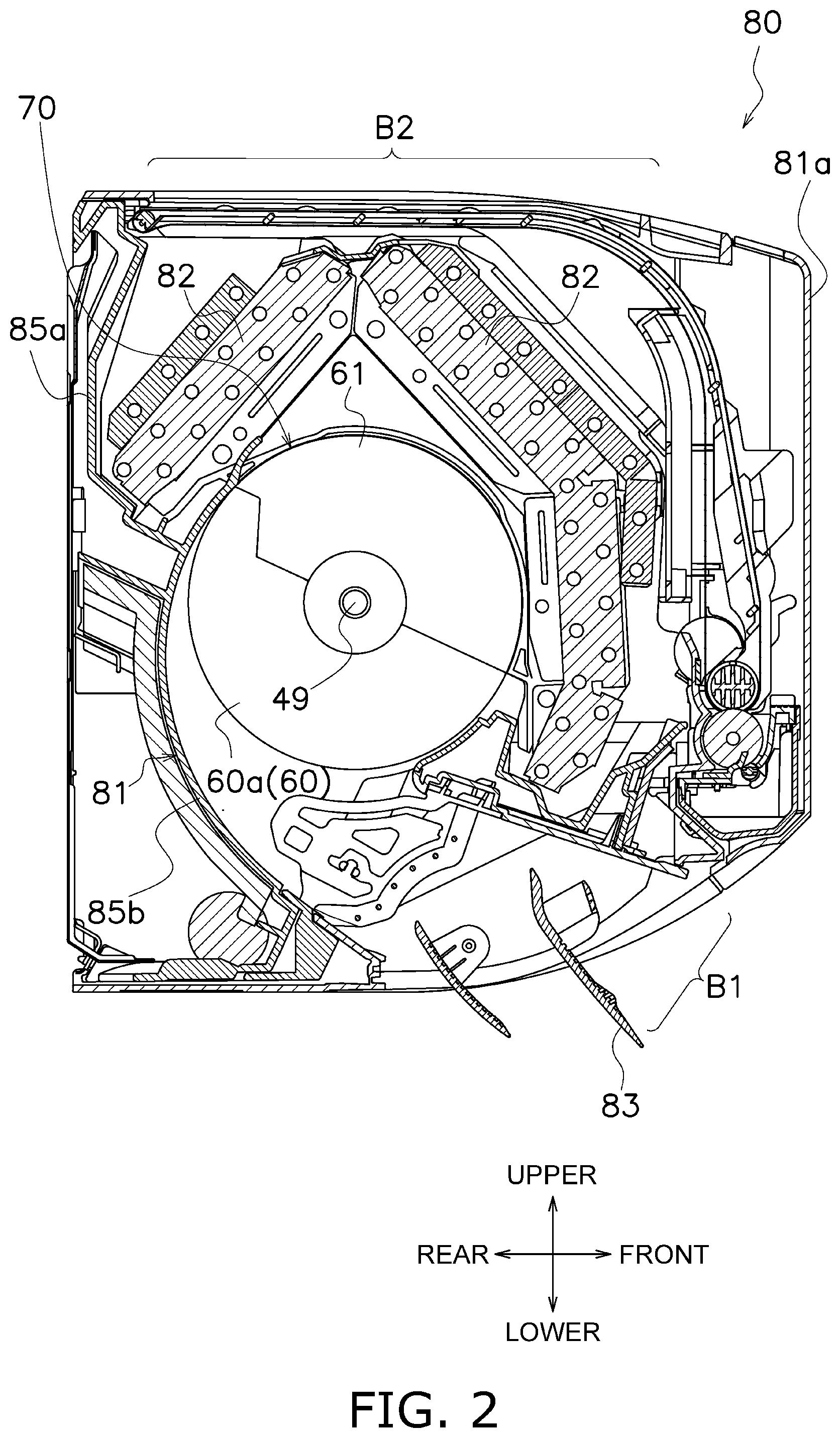 Patent US11824421 Figure 2 – Resin-molded stator, outer rotor-type motor, air blower, and air conditioning apparatus