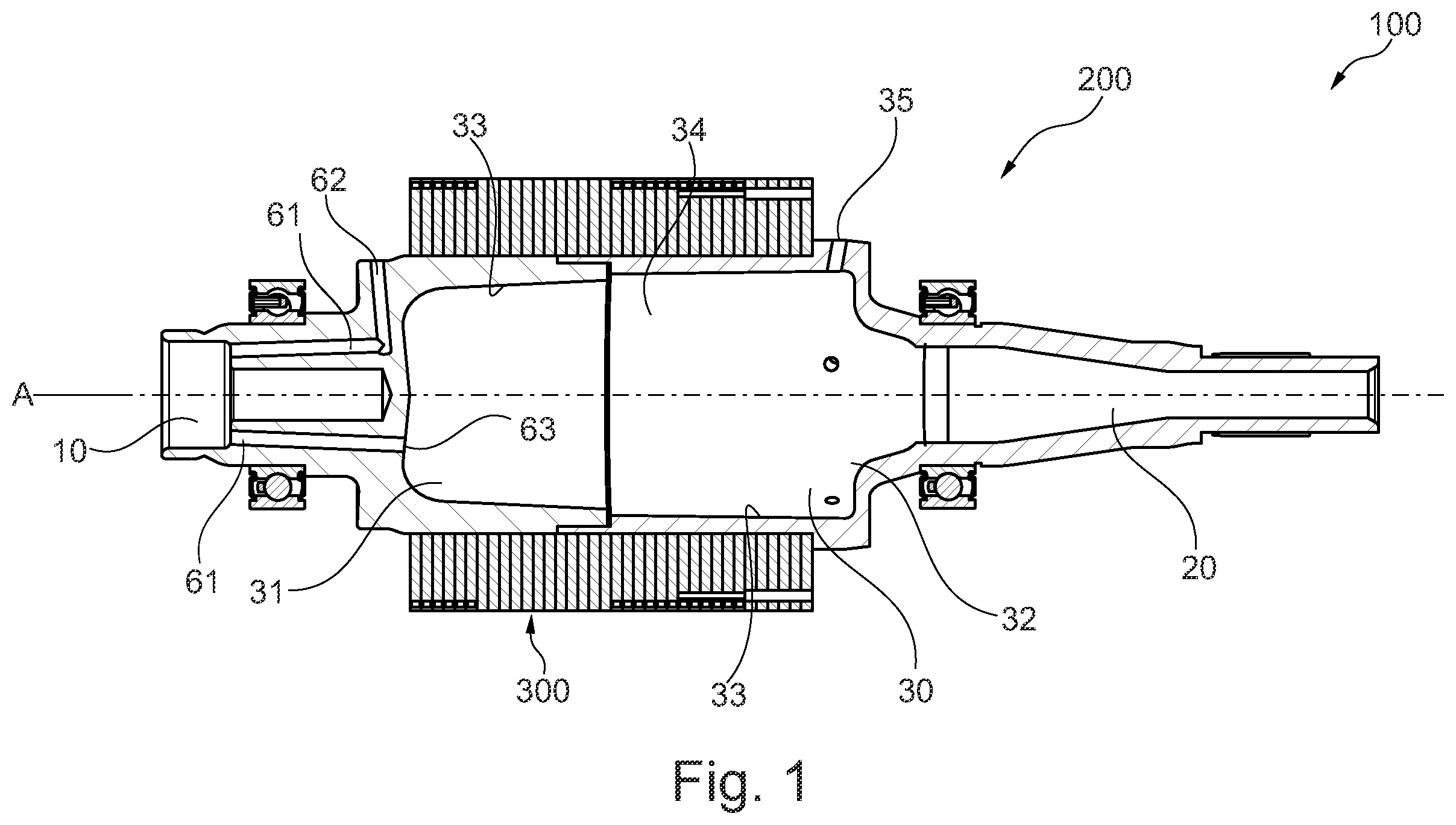Patent US11824425 Figure 1 – Electric machine