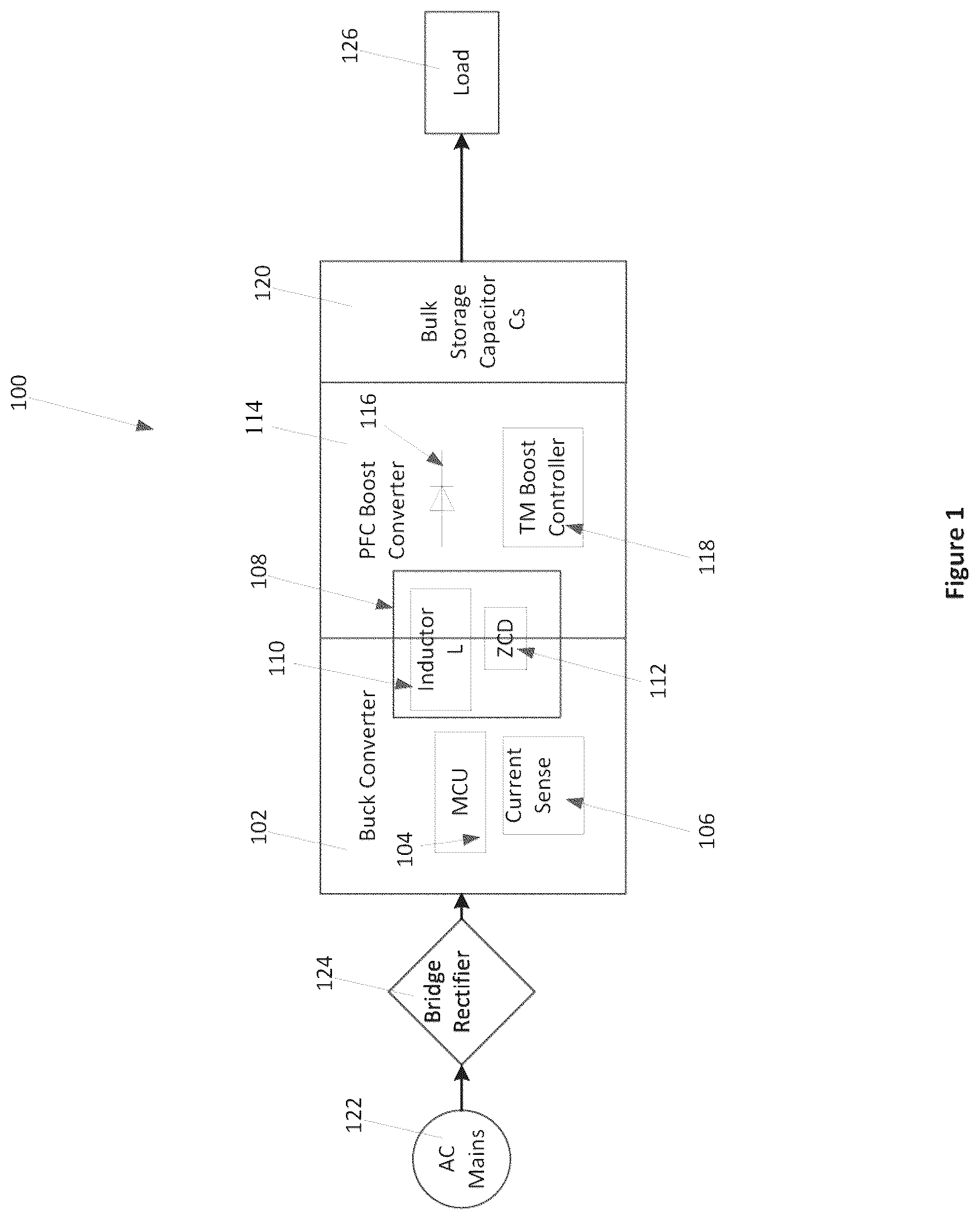 Patent US11824433 Figure 1 – Inrush current limited AC/DC power converter apparatus