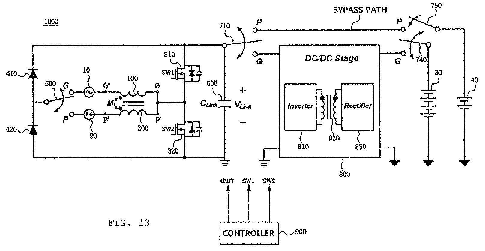 Patent US11824435 Figure 12 – Integrated DC/DC and AC/DC converter system