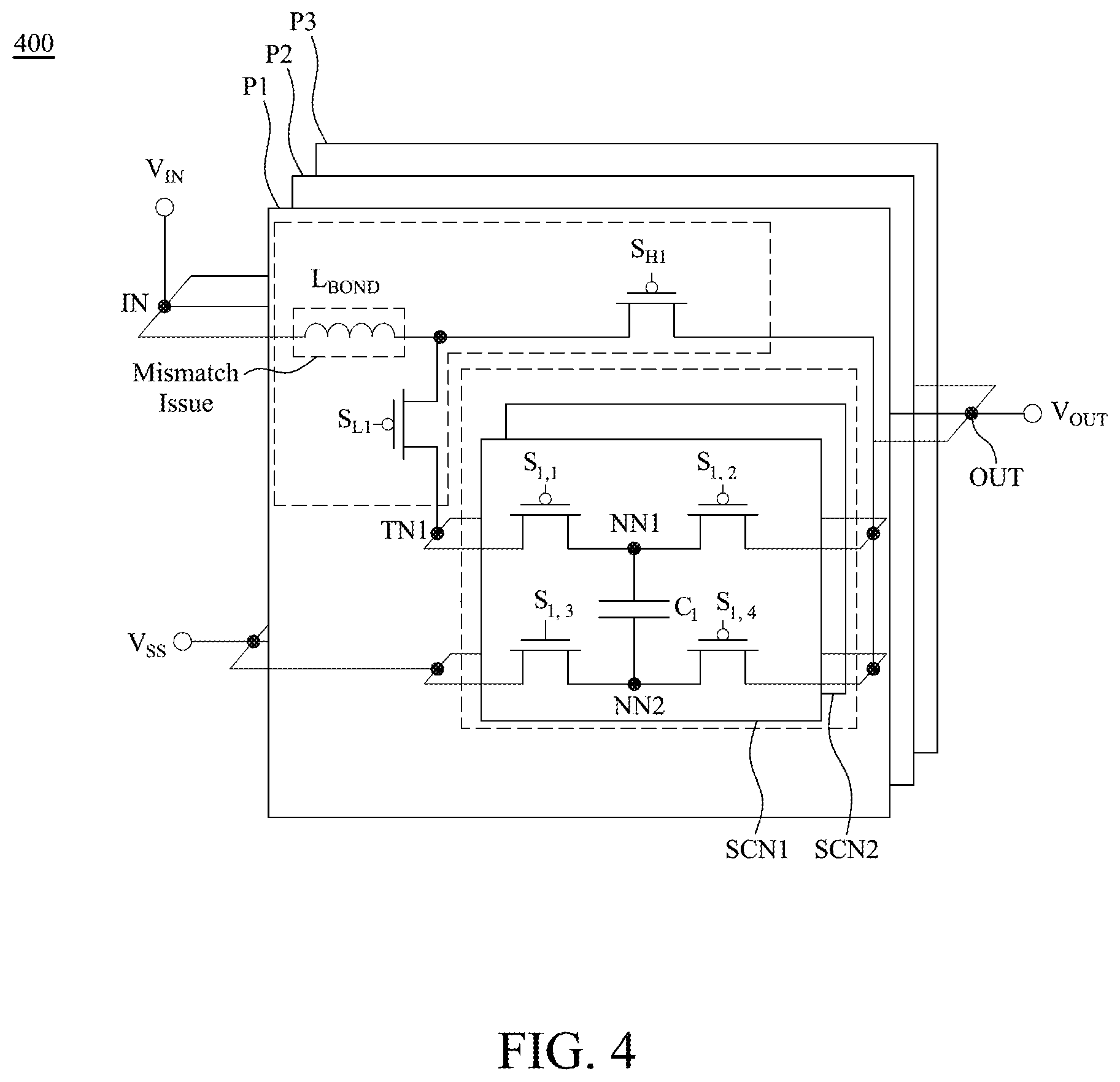 Patent US11824449 Figure 6 – Switched-capacitor power stage and switched-capacitor converter
