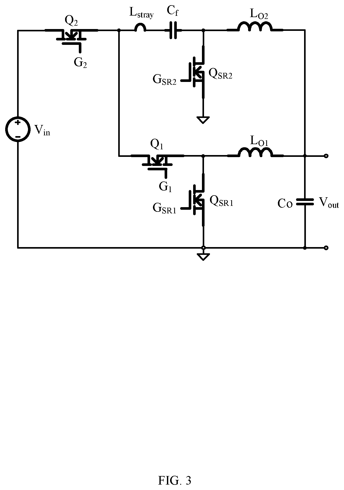 Patent US11824450 Figure 3 – Power converter with switching power stage circuits connected in parallel